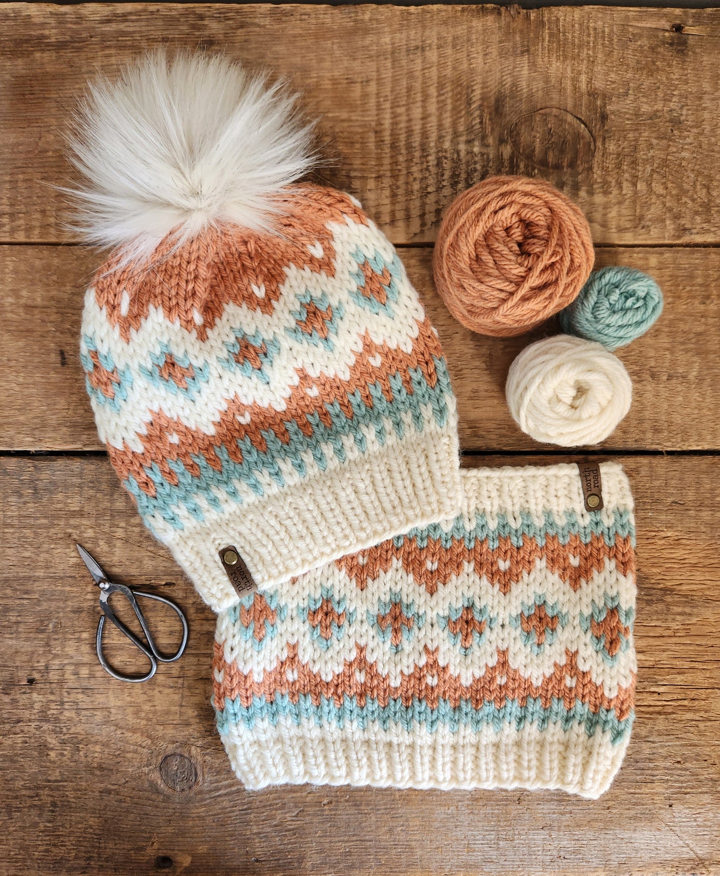 Wool Blend Pom Hat and Cowl Set