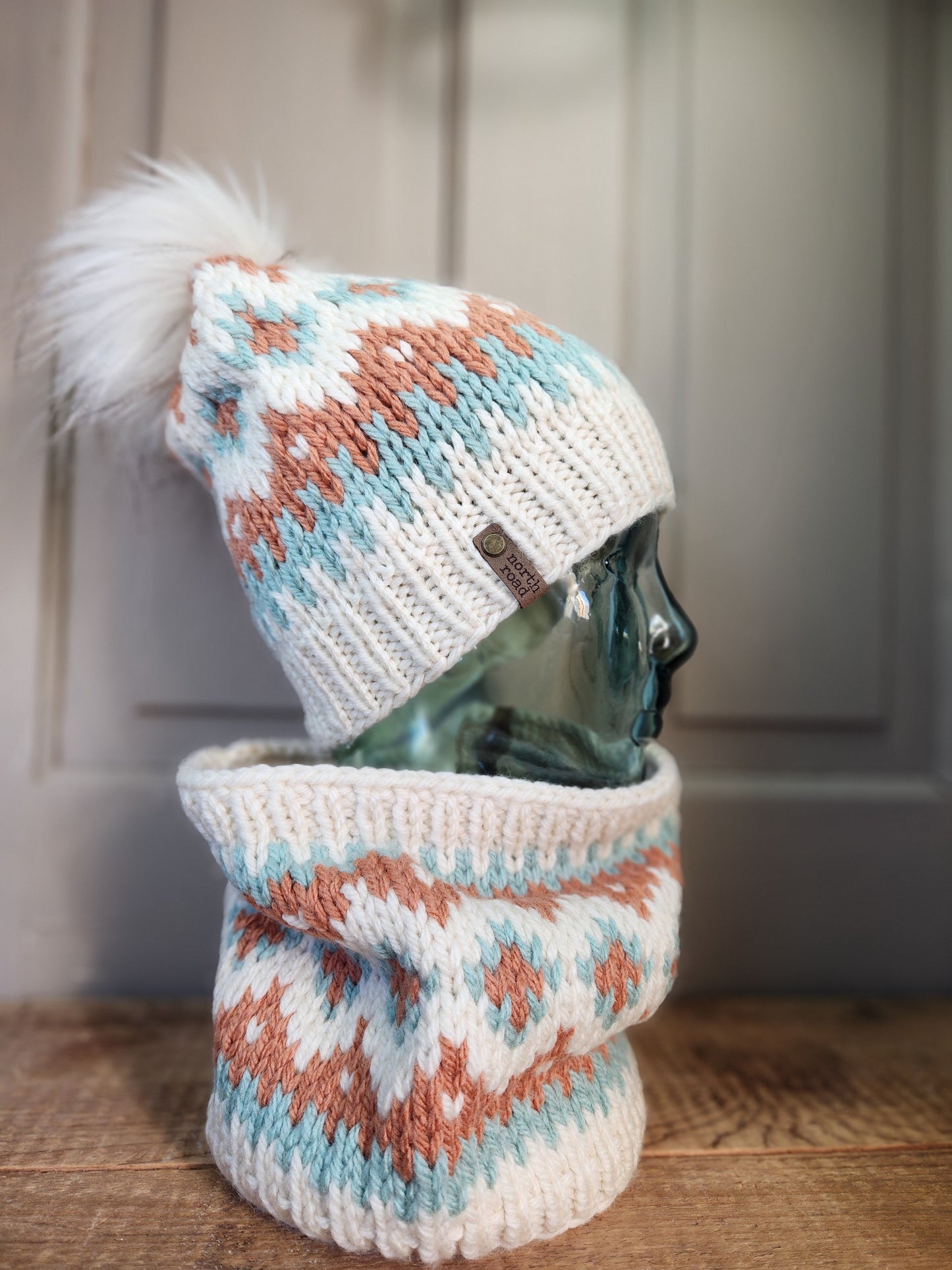 Wool Blend Pom Hat and Cowl Set