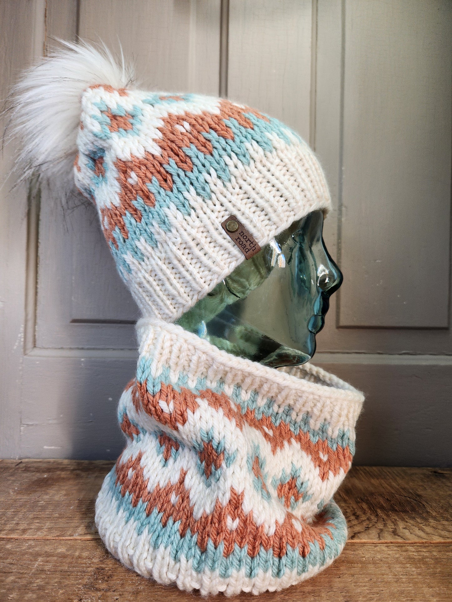 Wool Blend Pom Hat and Cowl Set