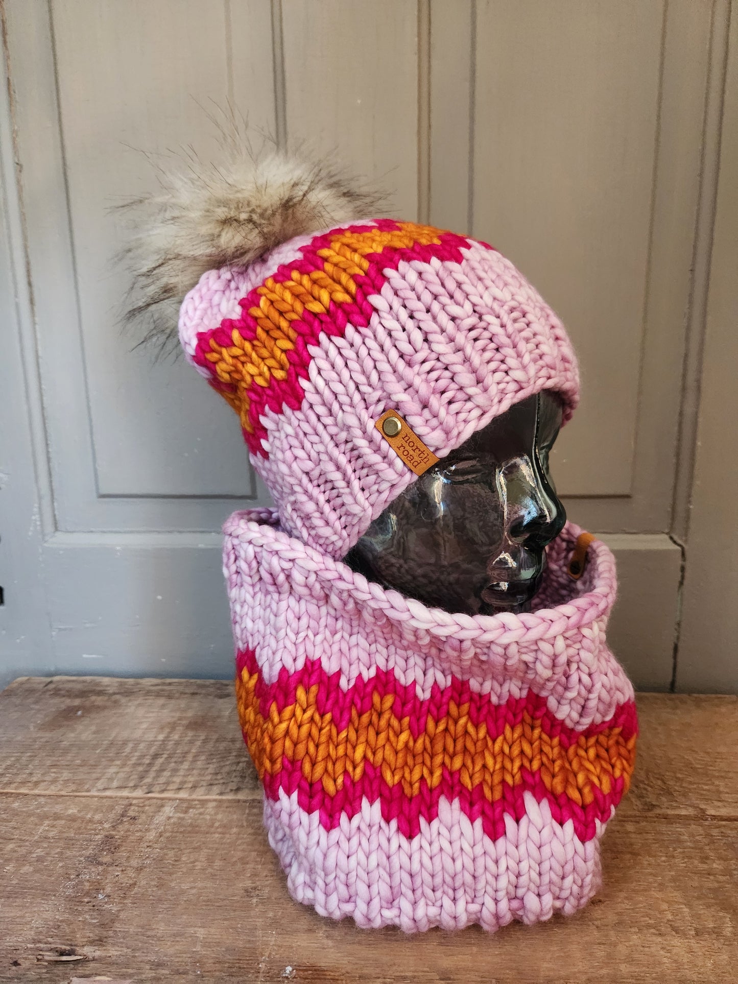 Merino Wool Pom Hat and Cowl Set