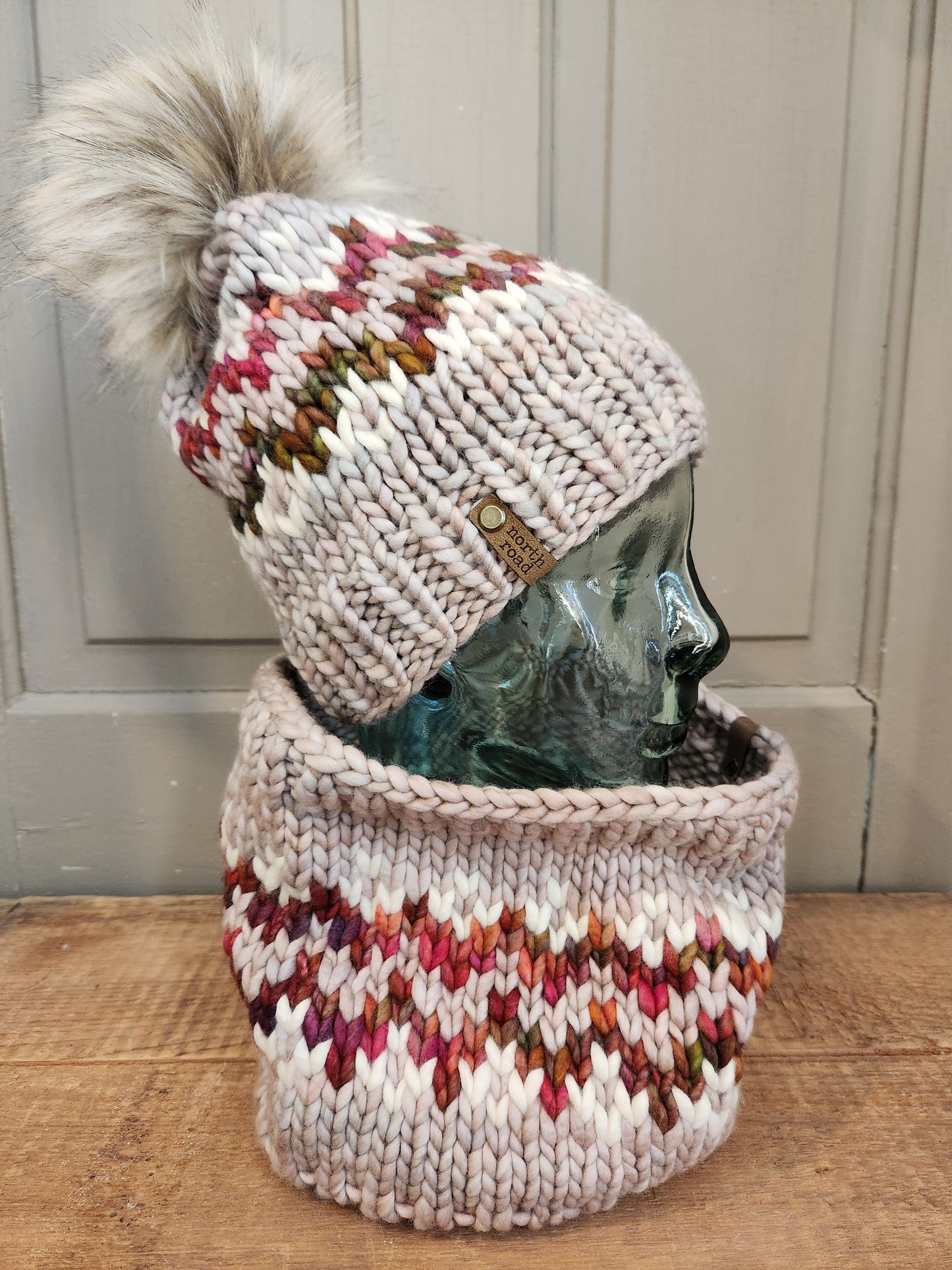 Merino Wool Pom Hat and Cowl Set
