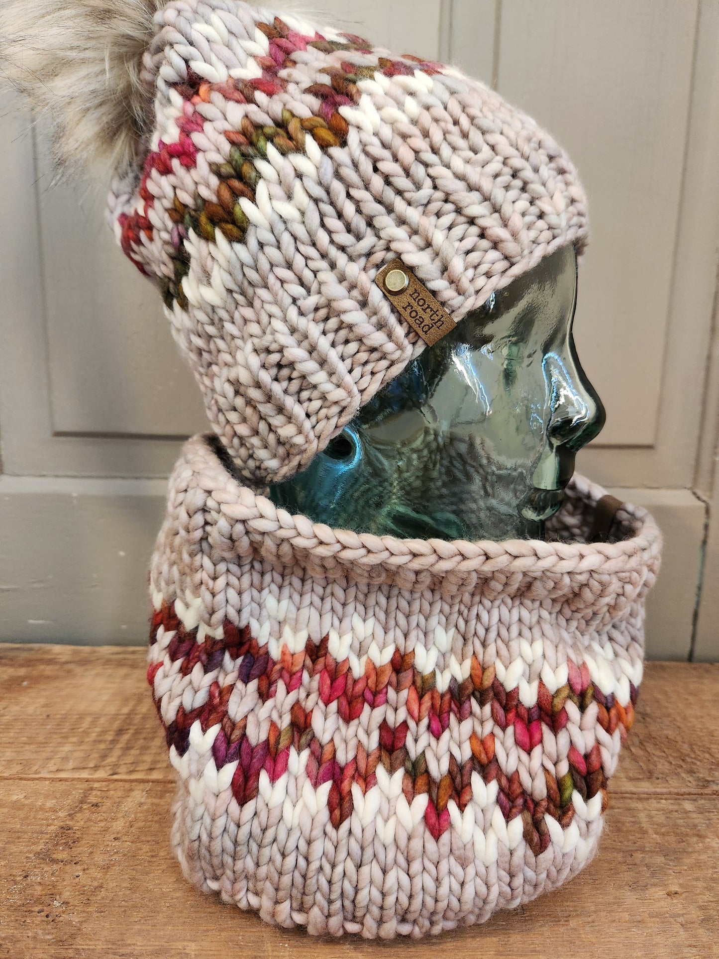 Merino Wool Pom Hat and Cowl Set