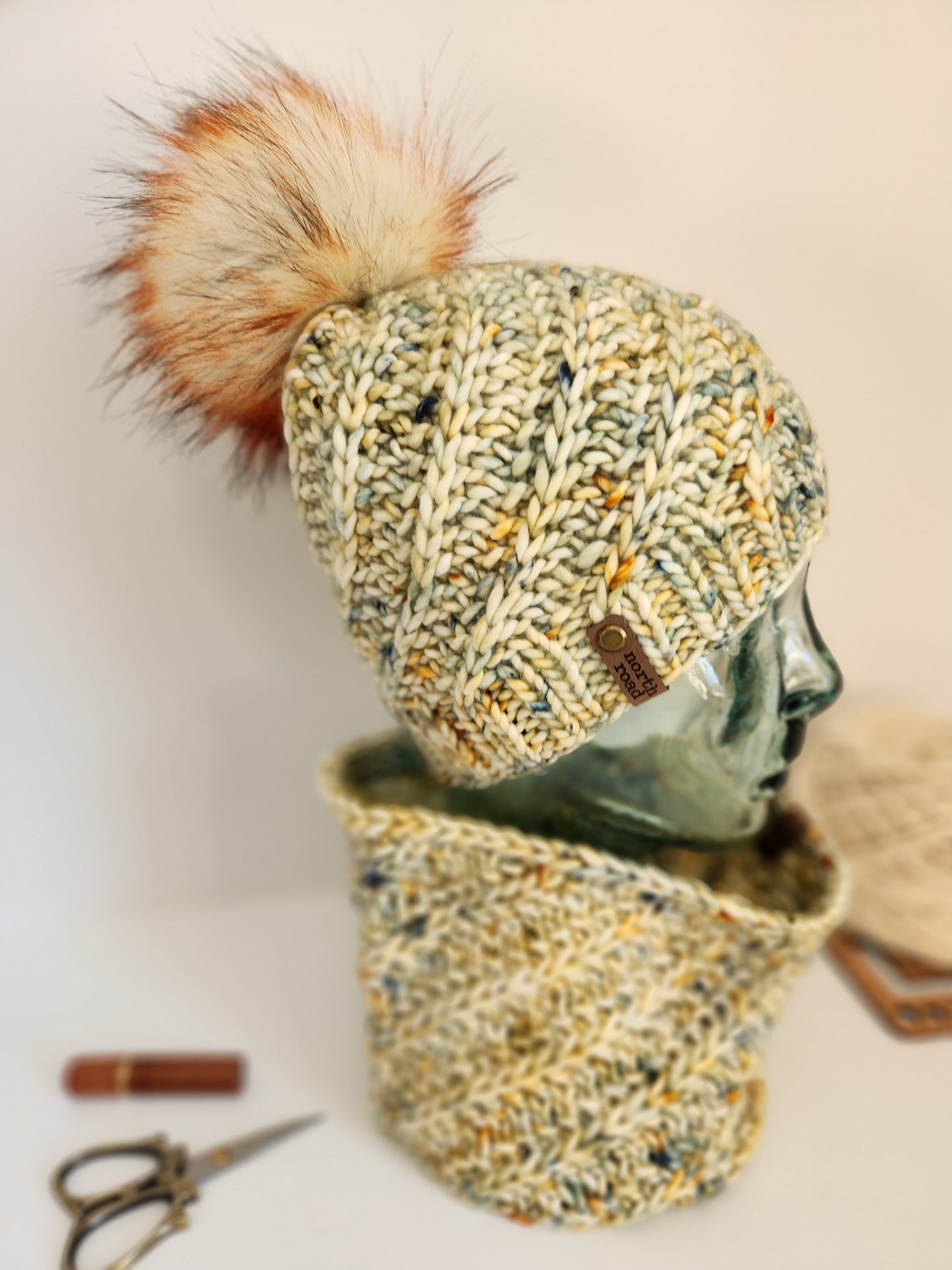 Merino Wool Pom Hat and Cowl Set