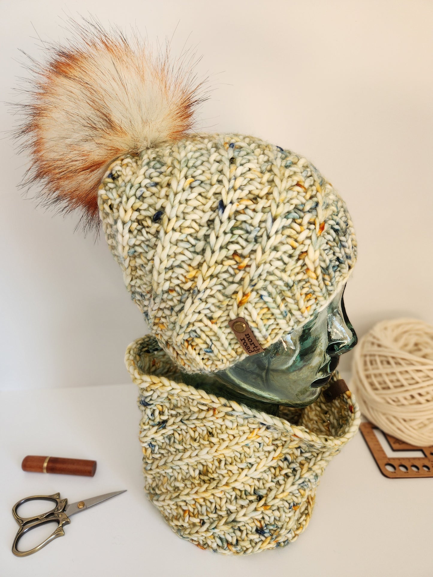 Merino Wool Pom Hat and Cowl Set