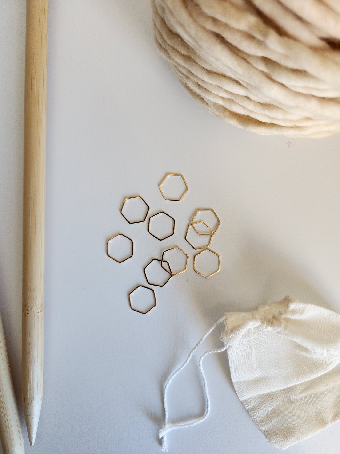 Large Hexagon Stitch Markers (Set of 10)