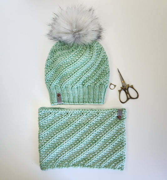 Merino Wool Pom Hat and Cowl Set