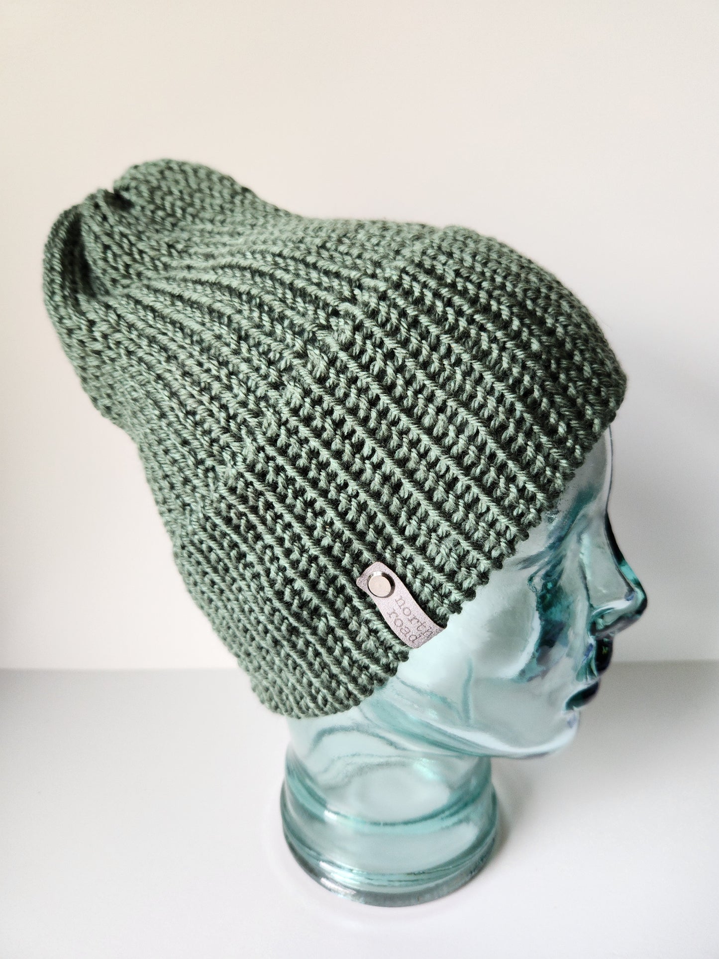 Lightweight Hat, Folded Double Brim Wool Free, Dark Sage Green