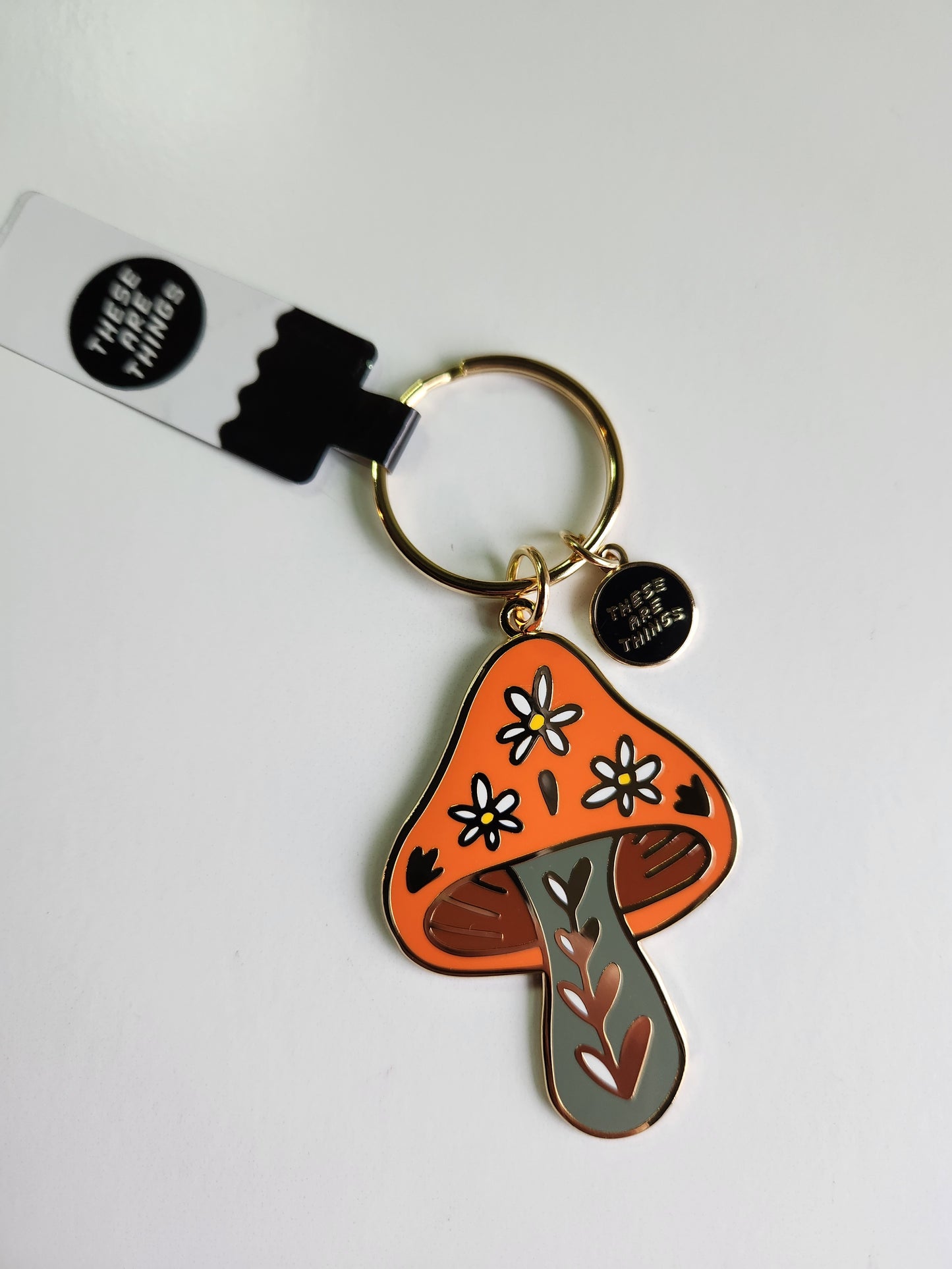Floral Mushroom Enamel Key Chain