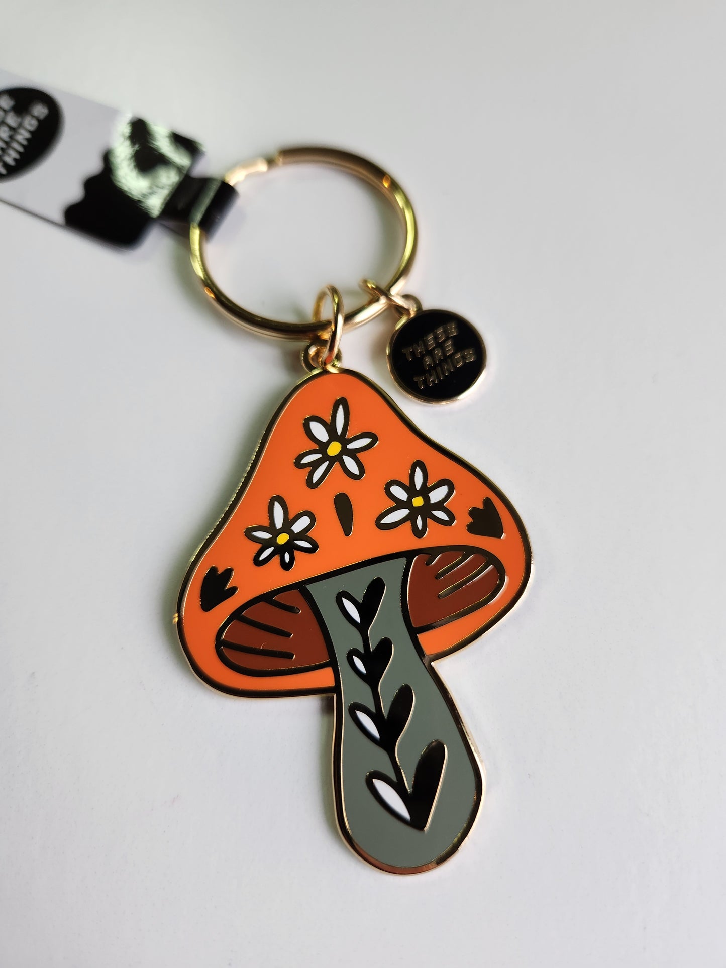 Floral Mushroom Enamel Key Chain