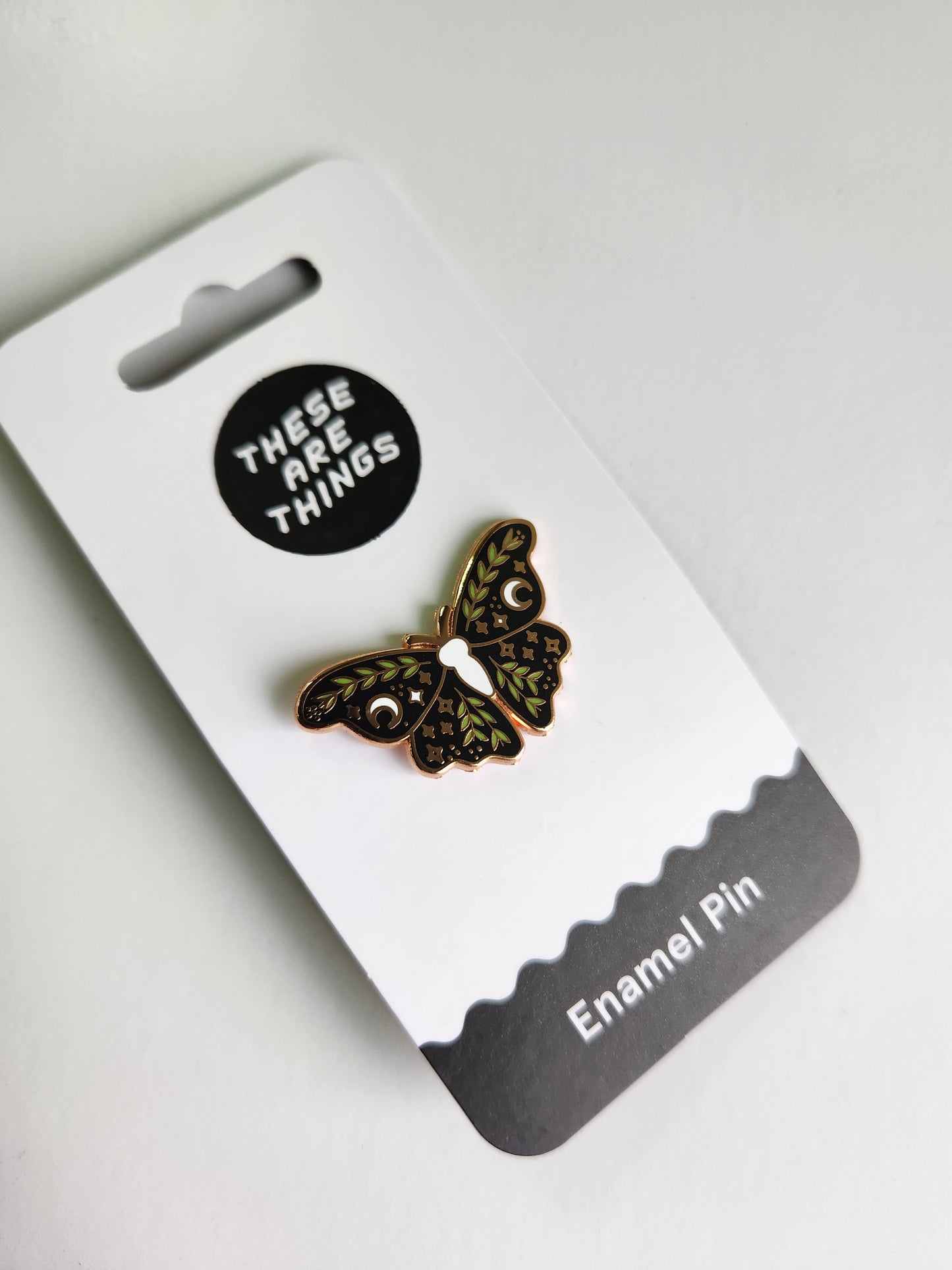 Lunar Floral Moth Enamel Pin