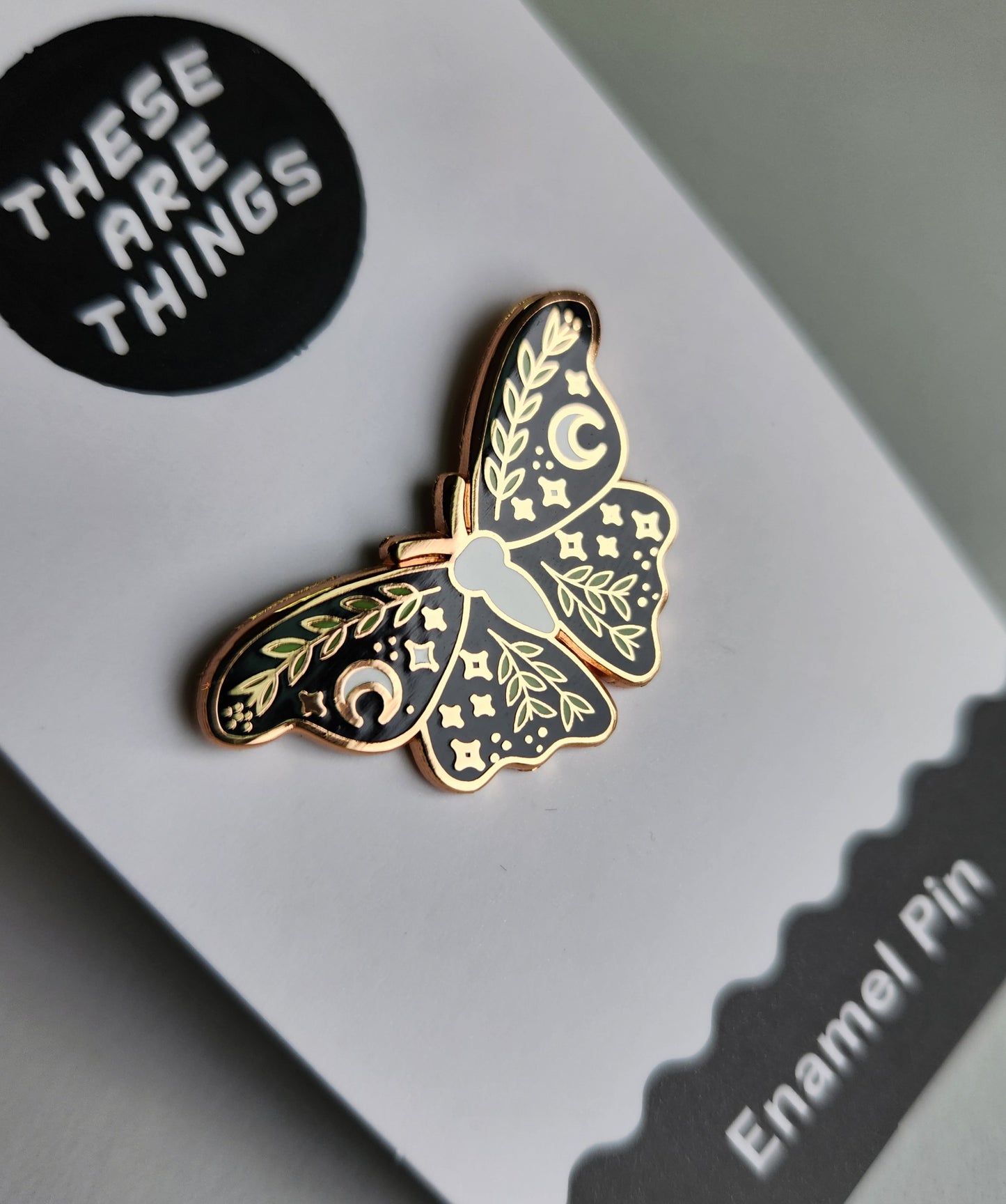 Lunar Floral Moth Enamel Pin