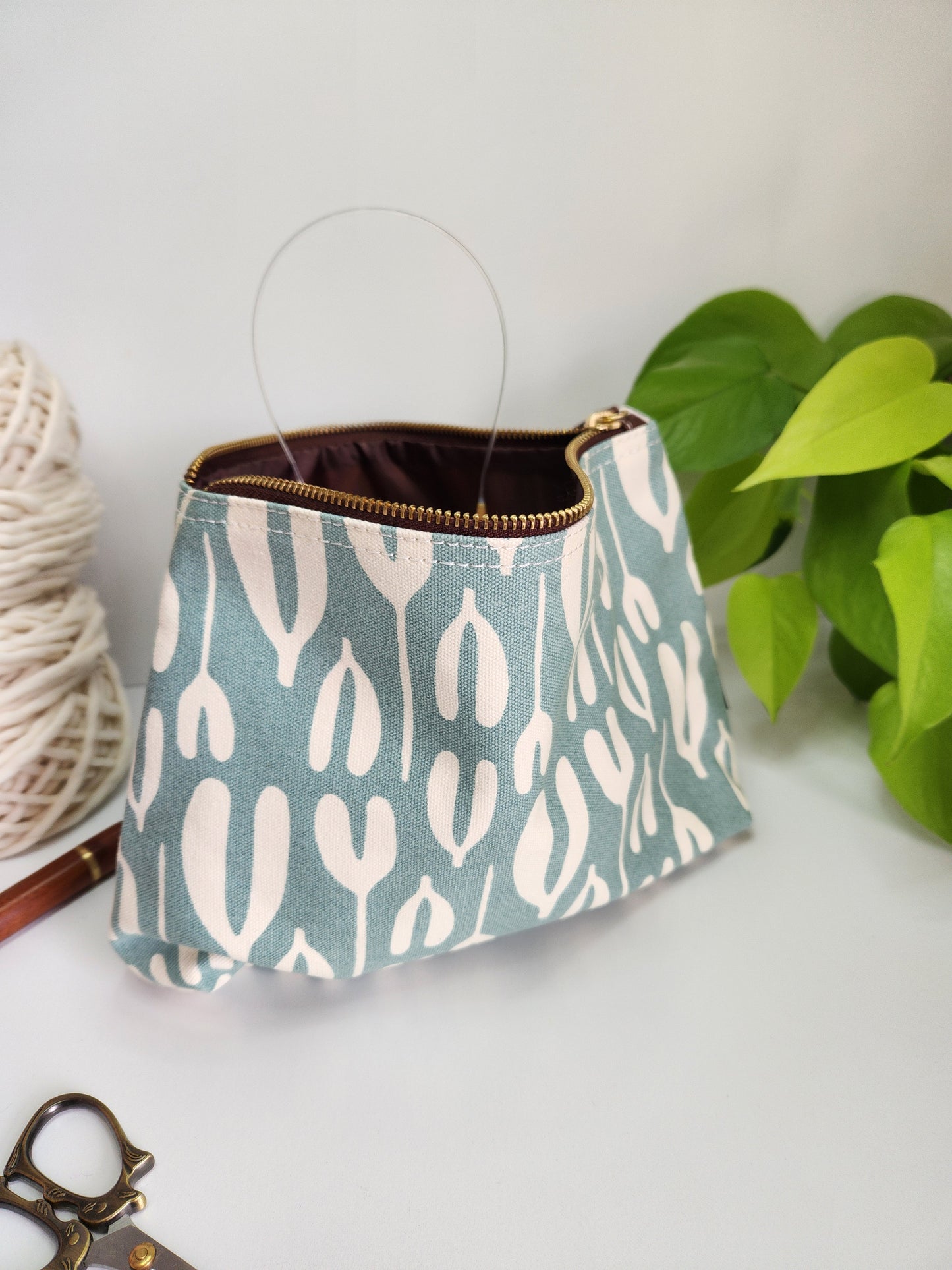 Knitting Project Bag, Large Zipper Pouch, Rosendals