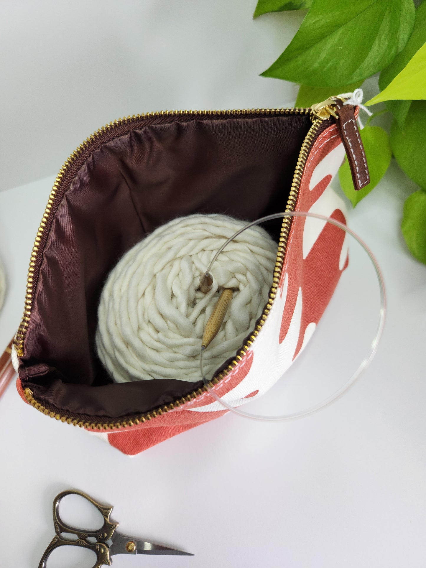 Large Zipper Pouch, Echo Tangerine