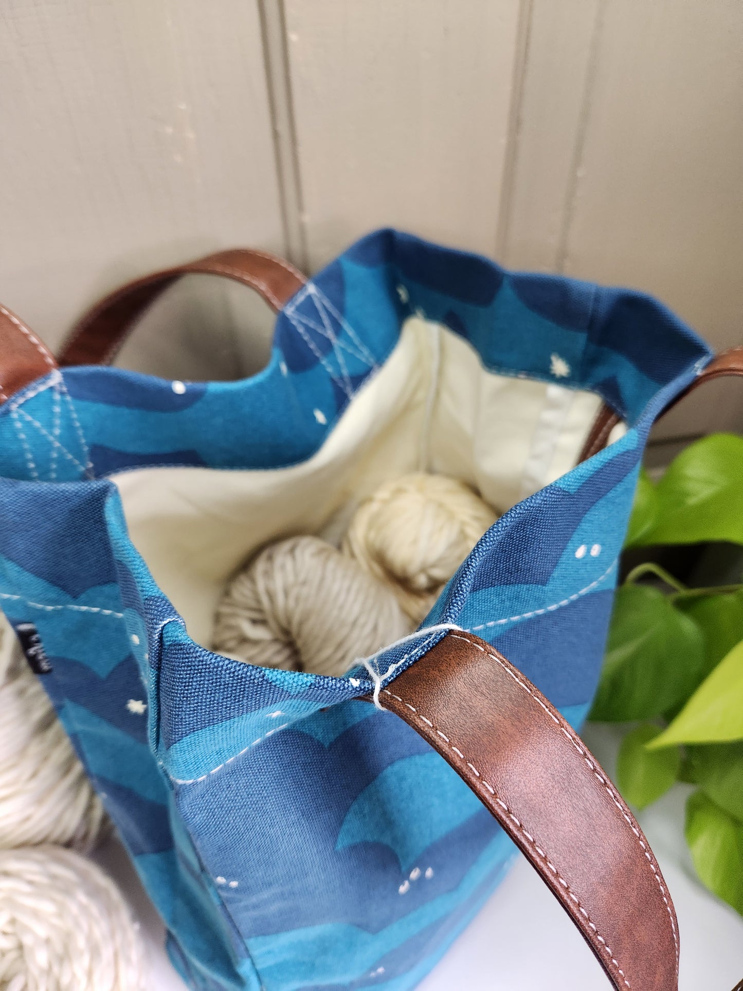 Knitting Project Bag, Market Tote, Plaka