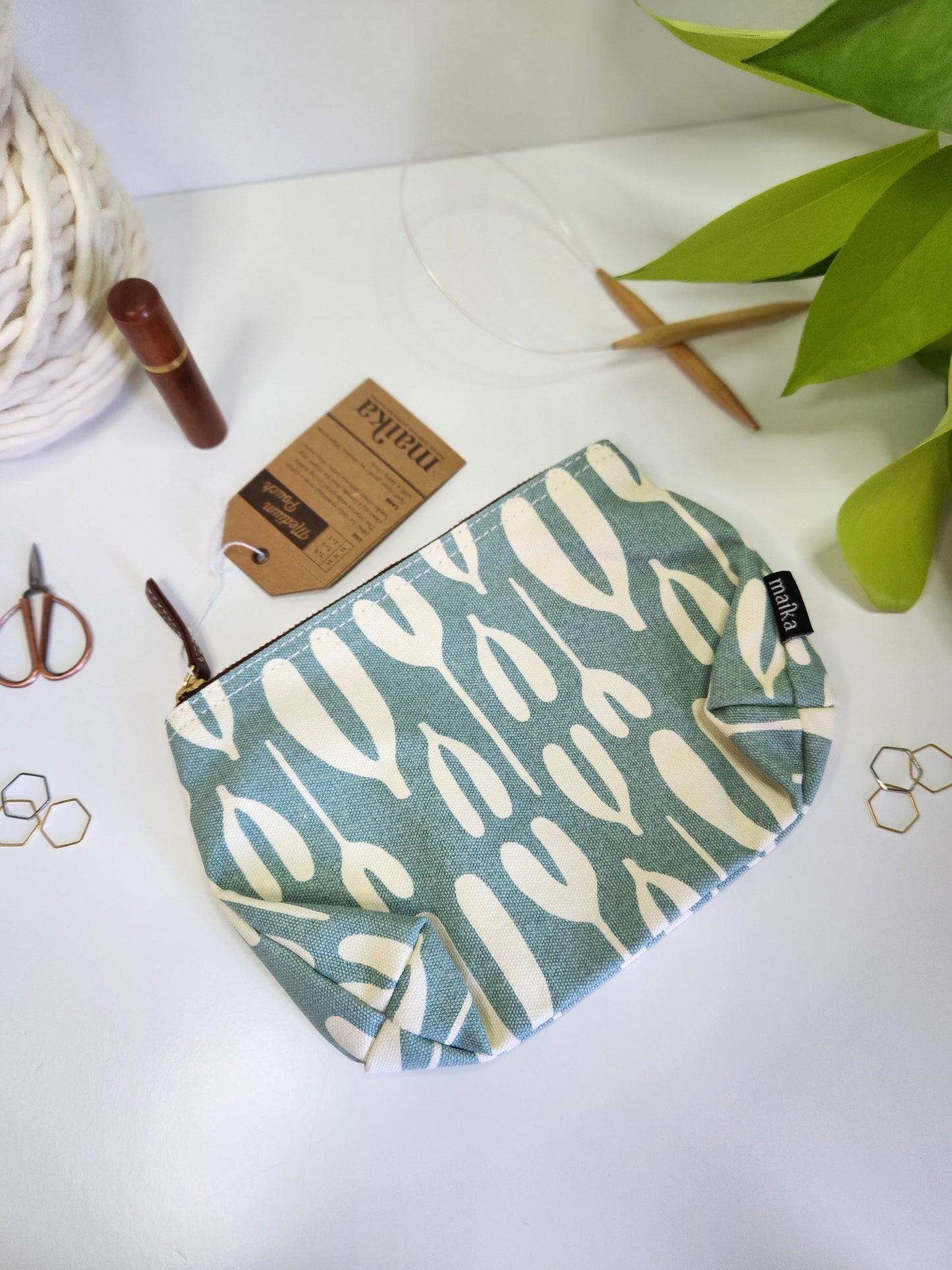 Knitting Project Bag, Medium Zipper Pouch, Rosendals