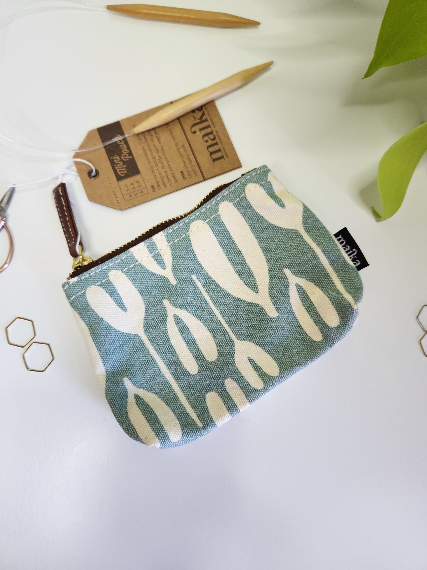 Knitting Project Bag, Small Zipper Pouch, Rosendals