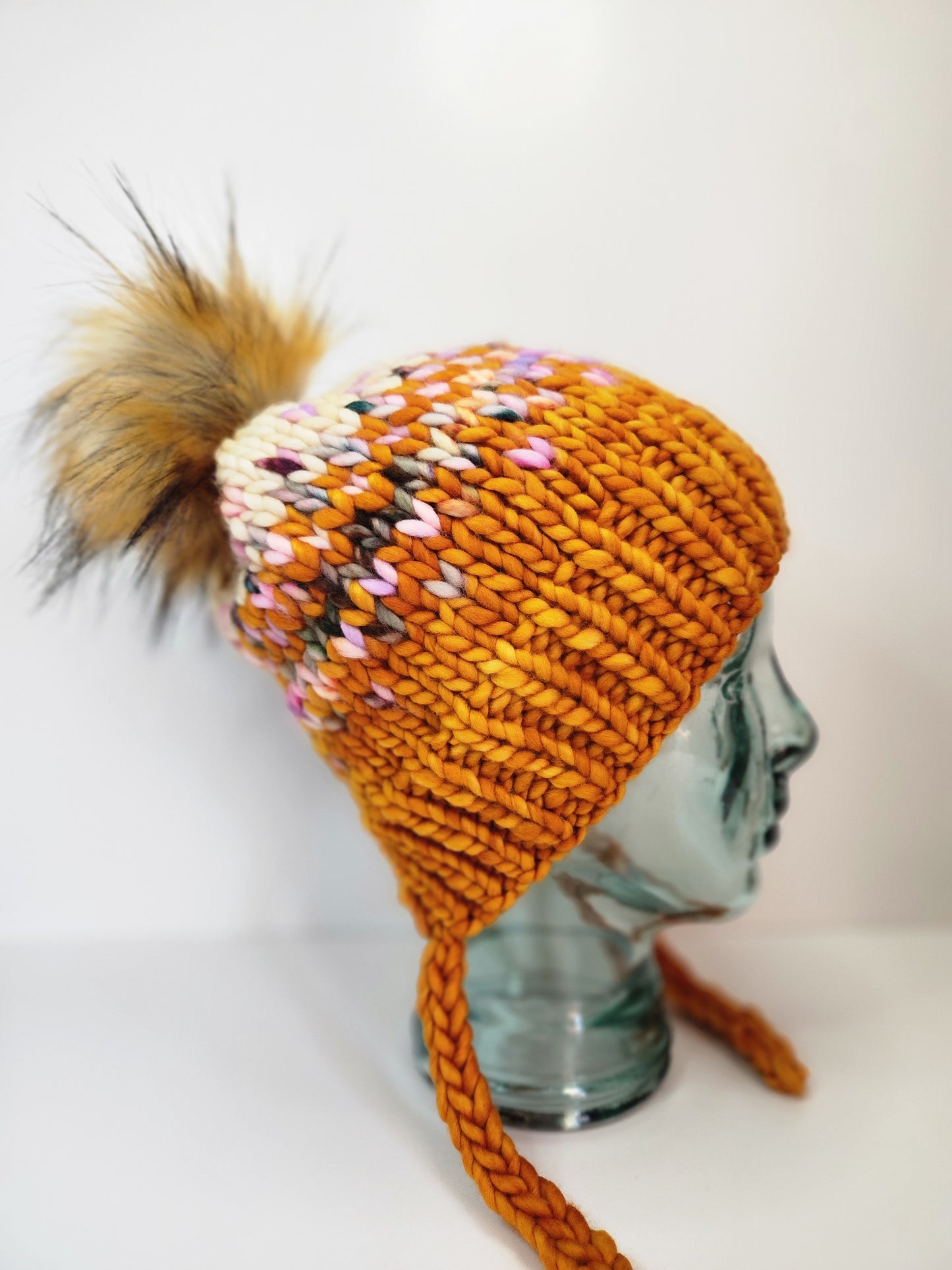 Merino Wool Split Brim Pom Hat
