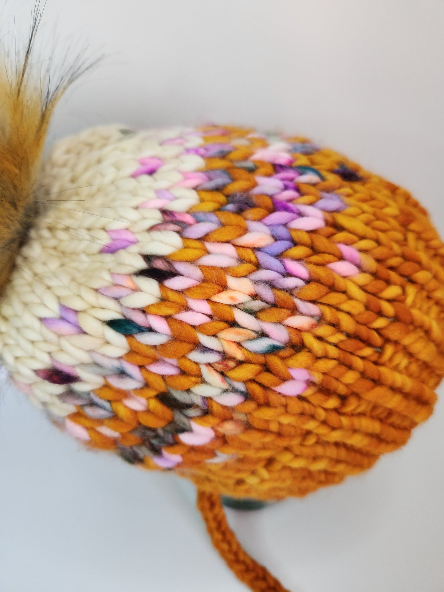 Merino Wool Split Brim Pom Hat