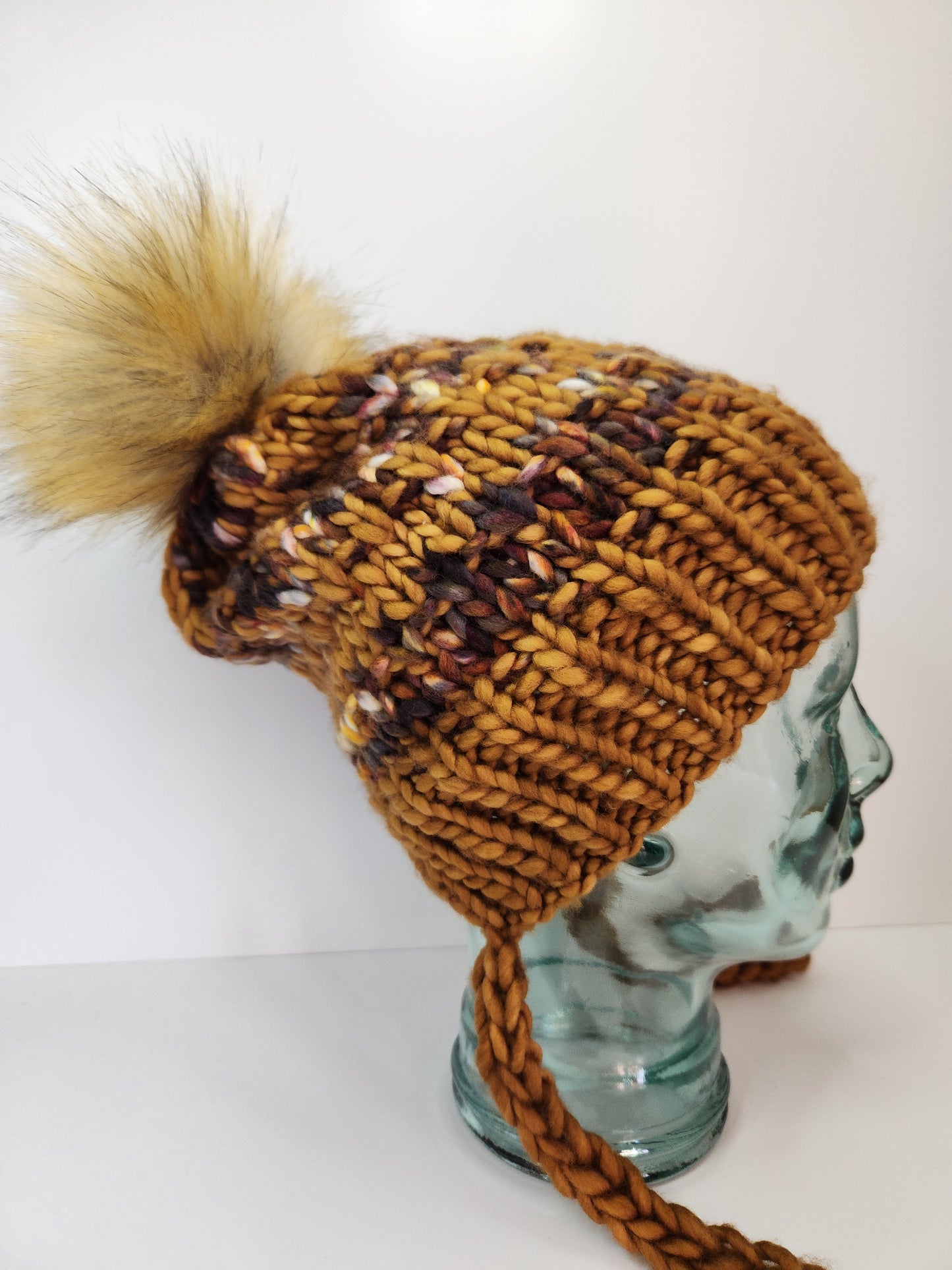 Merino Wool Split Brim Pom Hat
