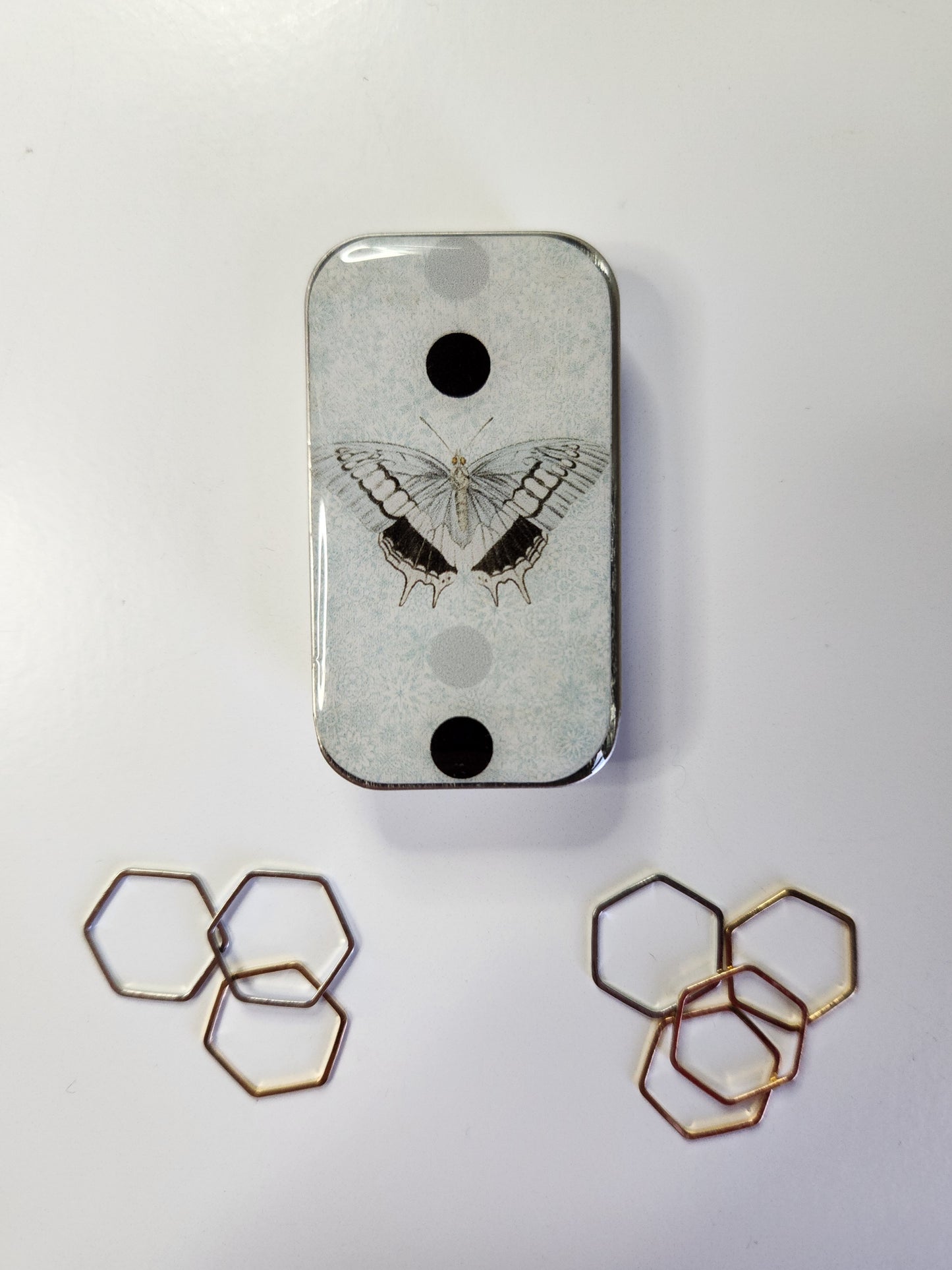 Small Beautiful Blue Moth Notions Tin