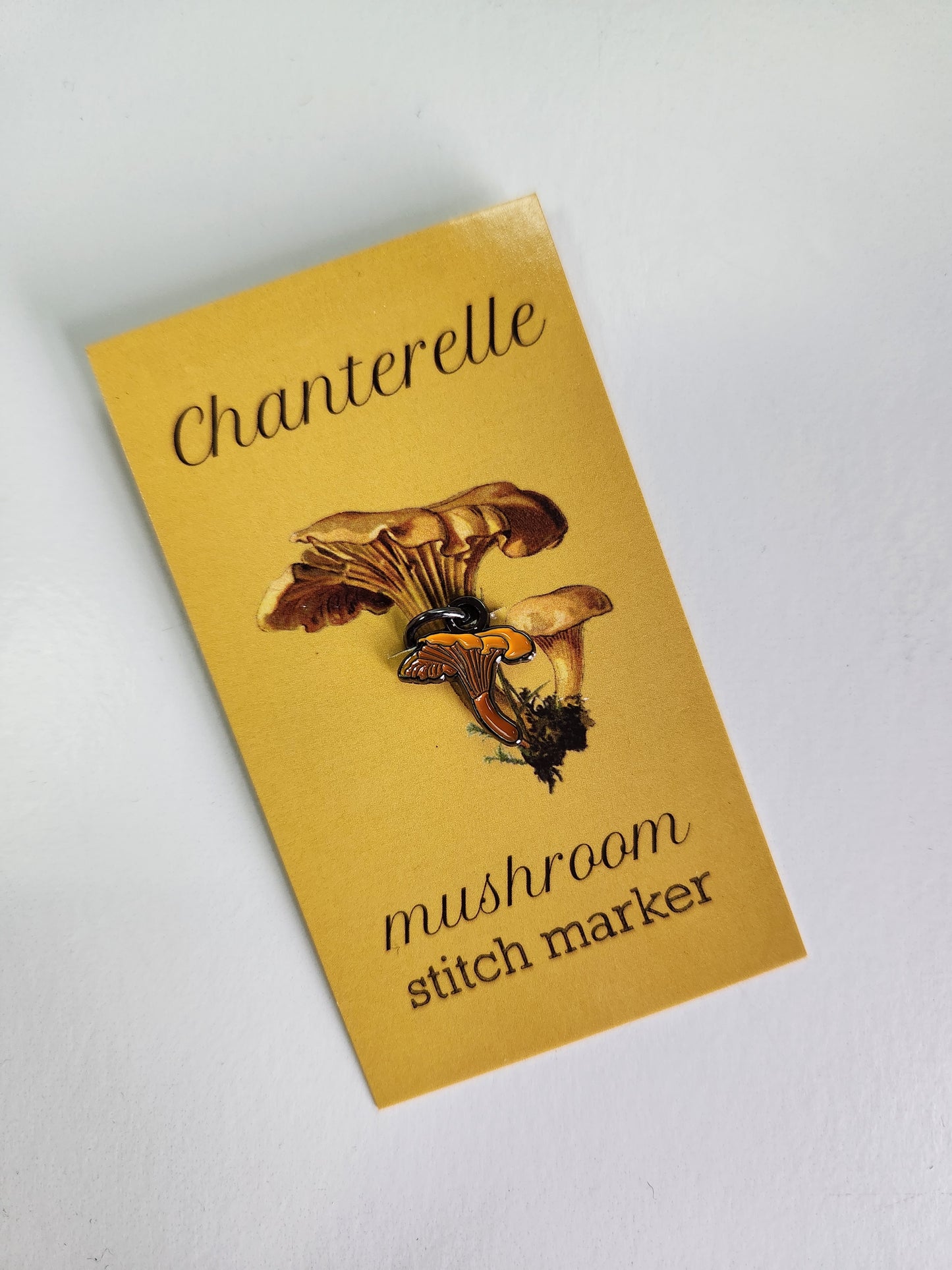 Chanterelle Mushroom Stitch Marker, Round (Single Stitch Marker)