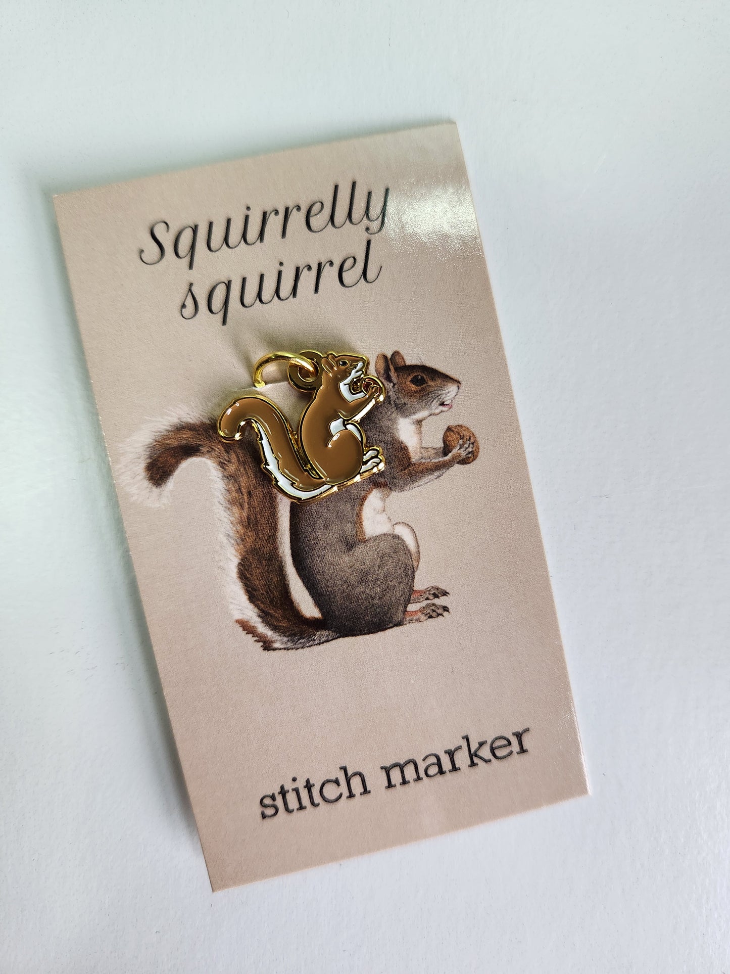 Round Squirrel Stitch Marker (Single Stitch Marker)