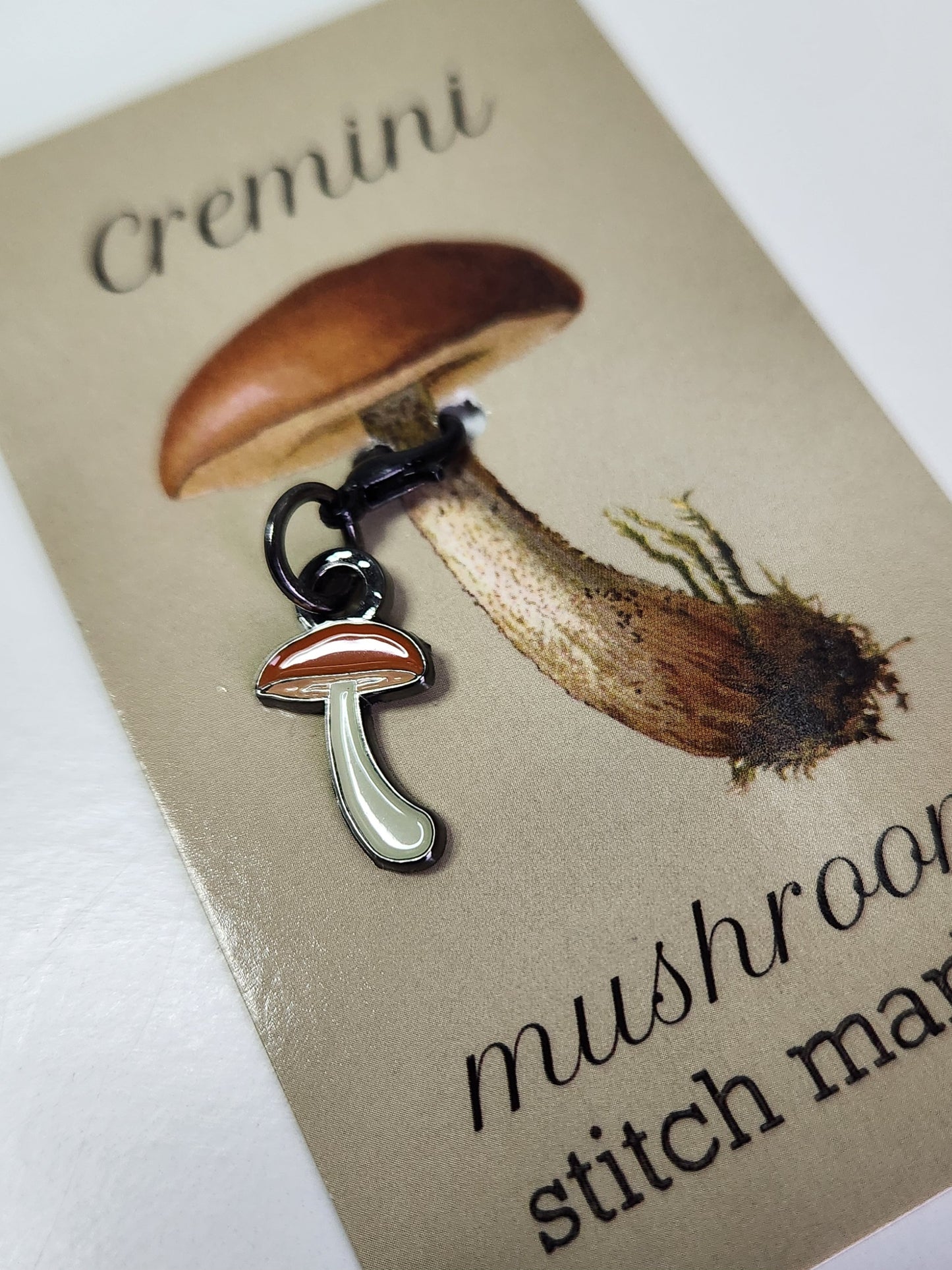 Cremini Mushroom Stitch Marker, Removable (Single Stitch Marker)