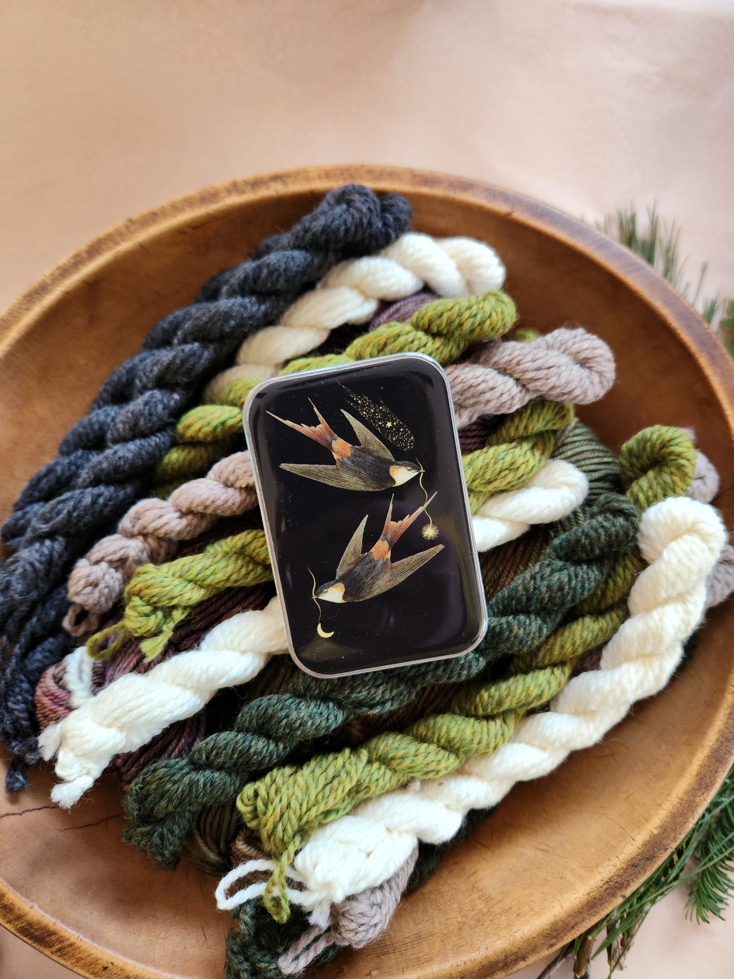 Large Celestial Swallows Notions Tin