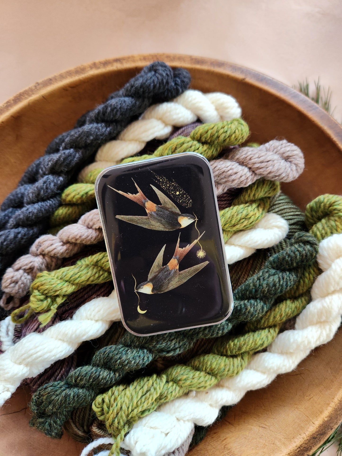 Large Celestial Swallows Notions Tin
