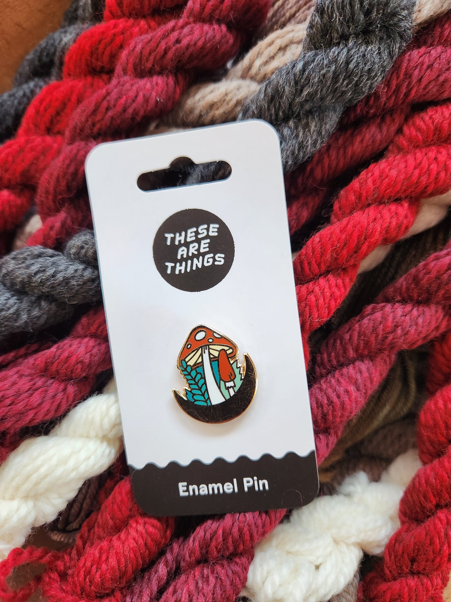 Mushroom Forest Moon Enamel Pin