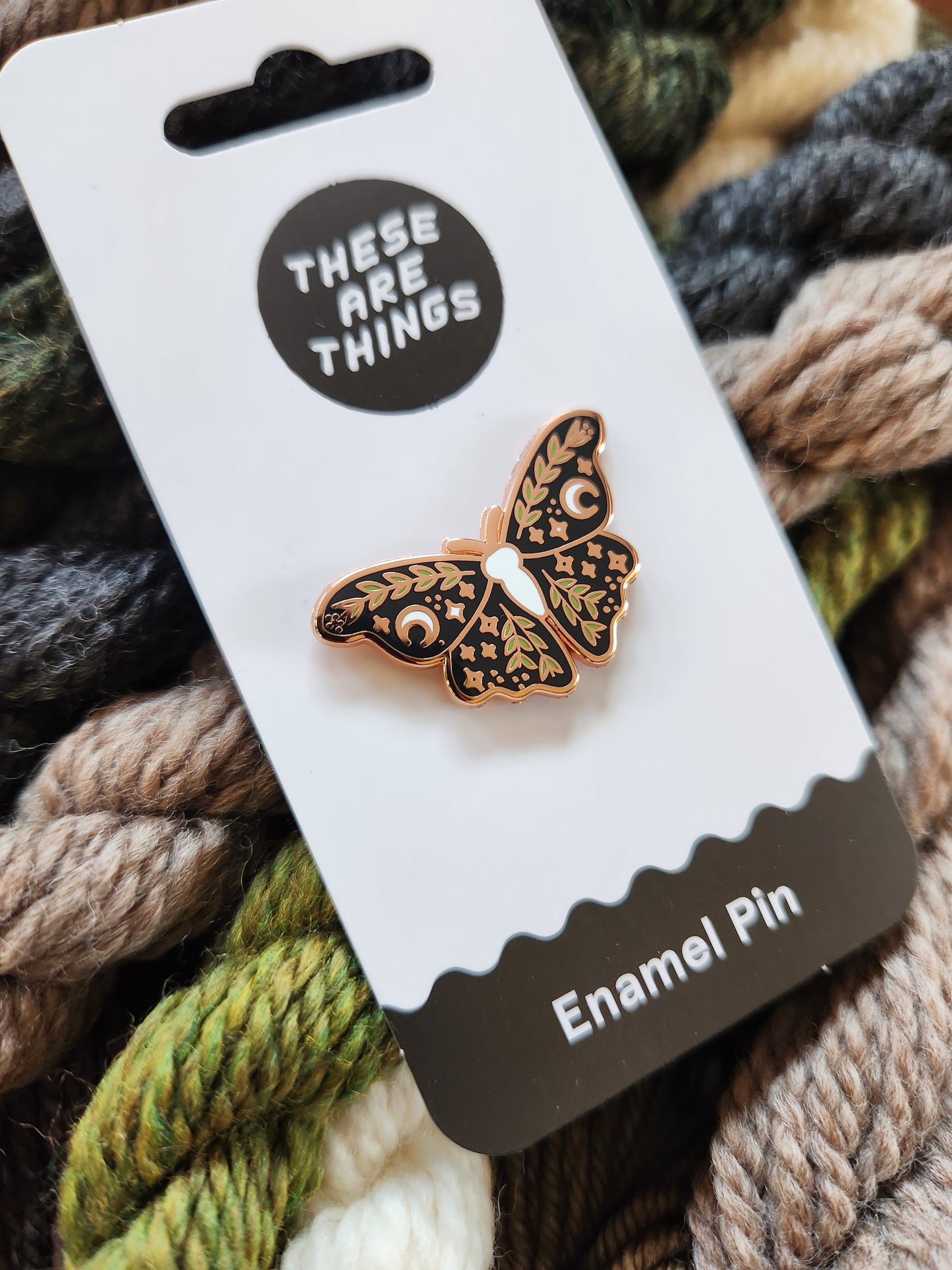 Lunar Floral Moth Enamel Pin