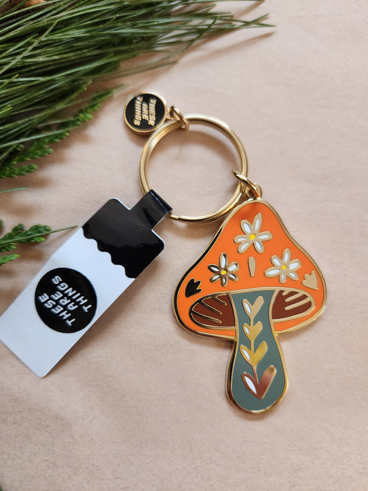 Floral Mushroom Enamel Key Chain