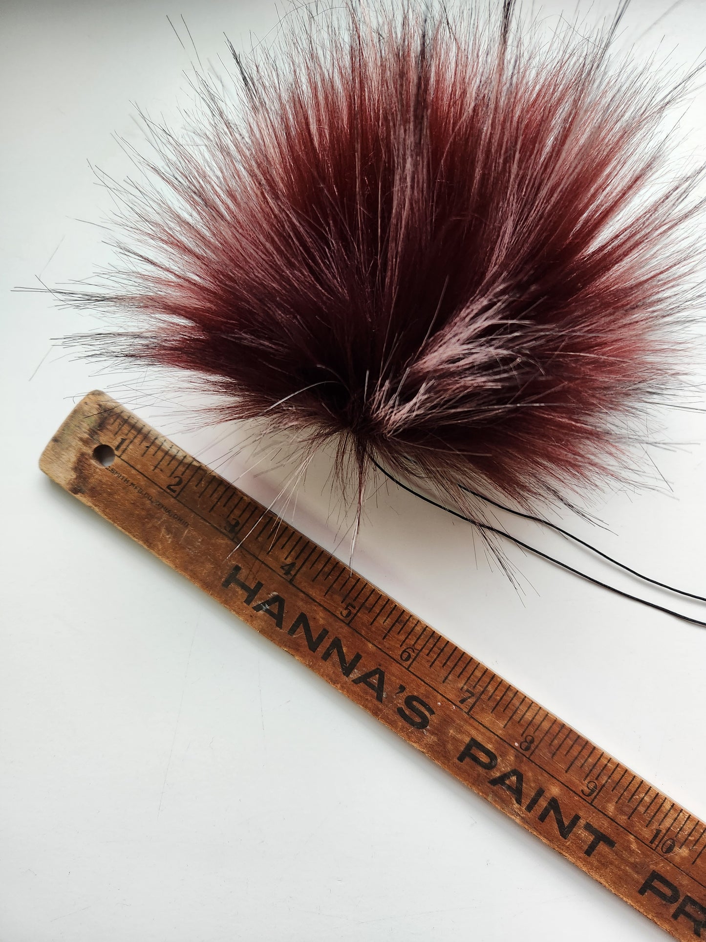 Set of 3 Handmade Faux Fur Pom Poms; Red Fox, Wine, Silver Fox