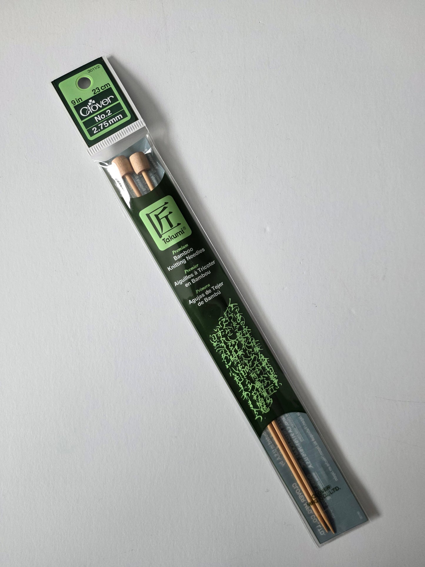 Clover Takumi Bamboo 9" Single Pointed Needles