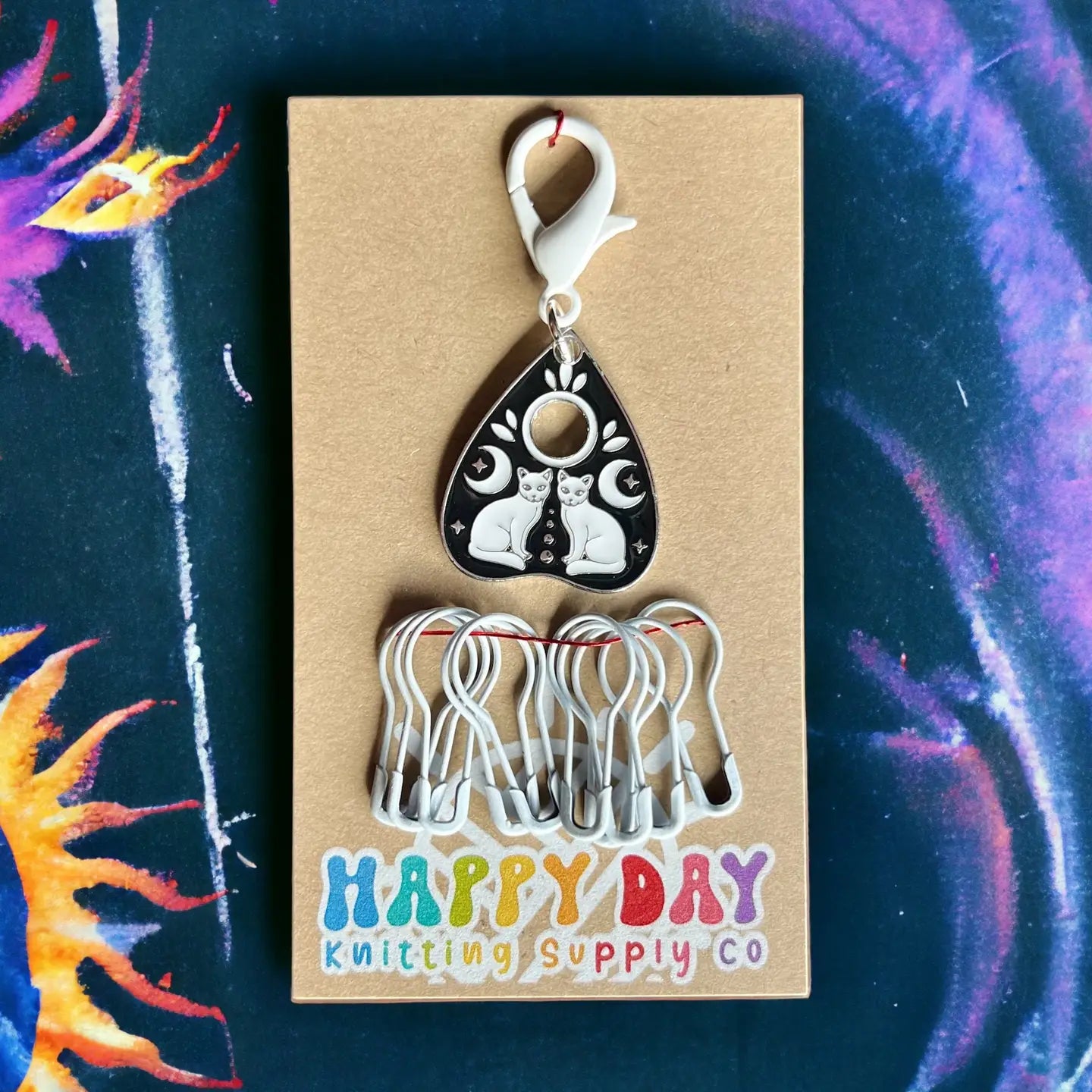 Twin Oracle Kitties Stitch Marker & Keeper Pins