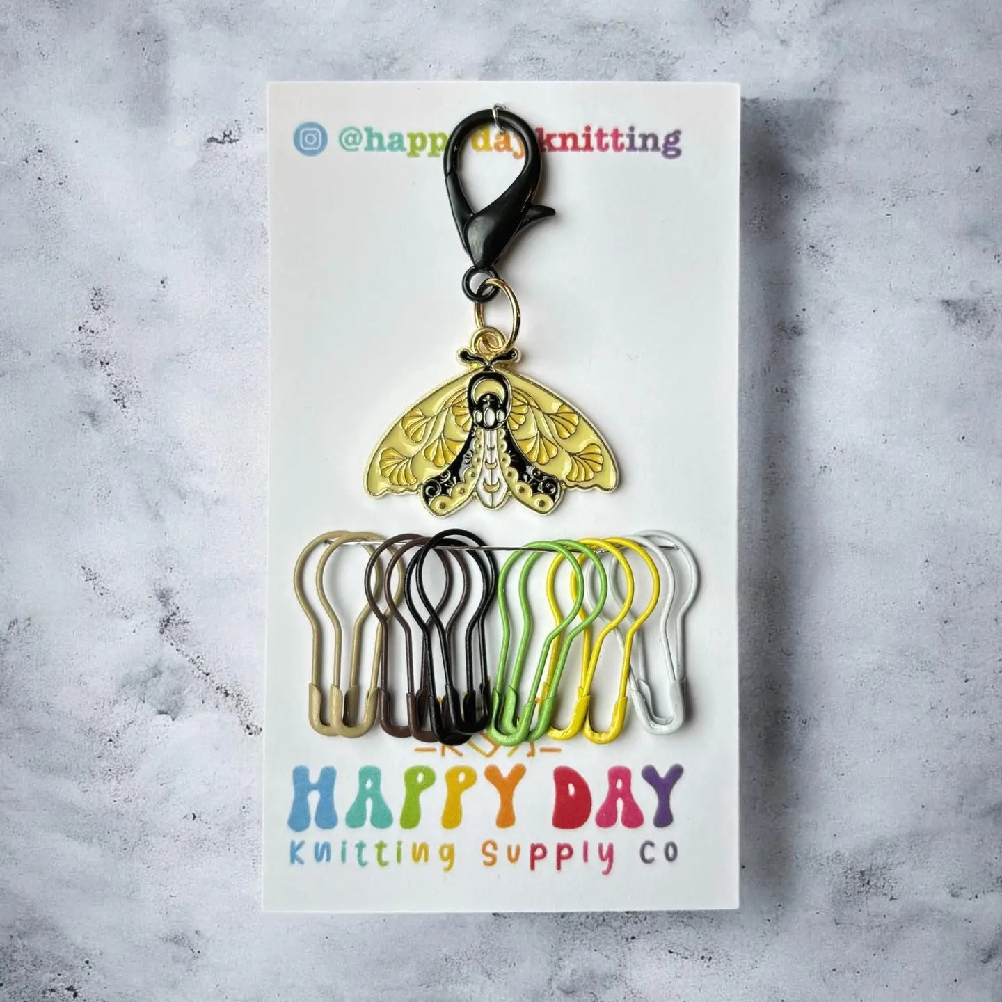Moth Stitch Marker and Progress Keeper with Bulb Pins