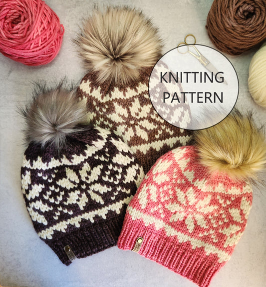Snowflake Hat Bulky Knitting Pattern