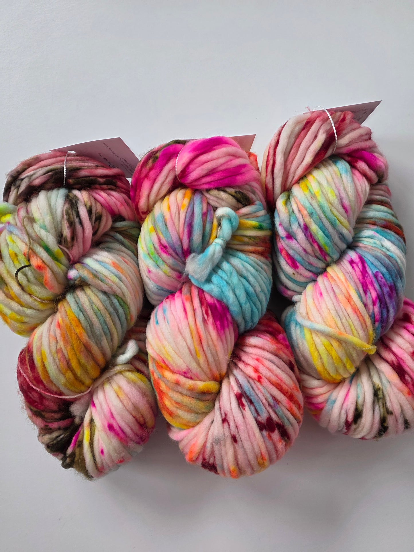 Danni's Designs Crafts | Super Bulky | Cheer | North Road Knits | 100% Superwash Merino | 98 yards | 150 grams | Hand Dyed | Hand Dyed in Washington State