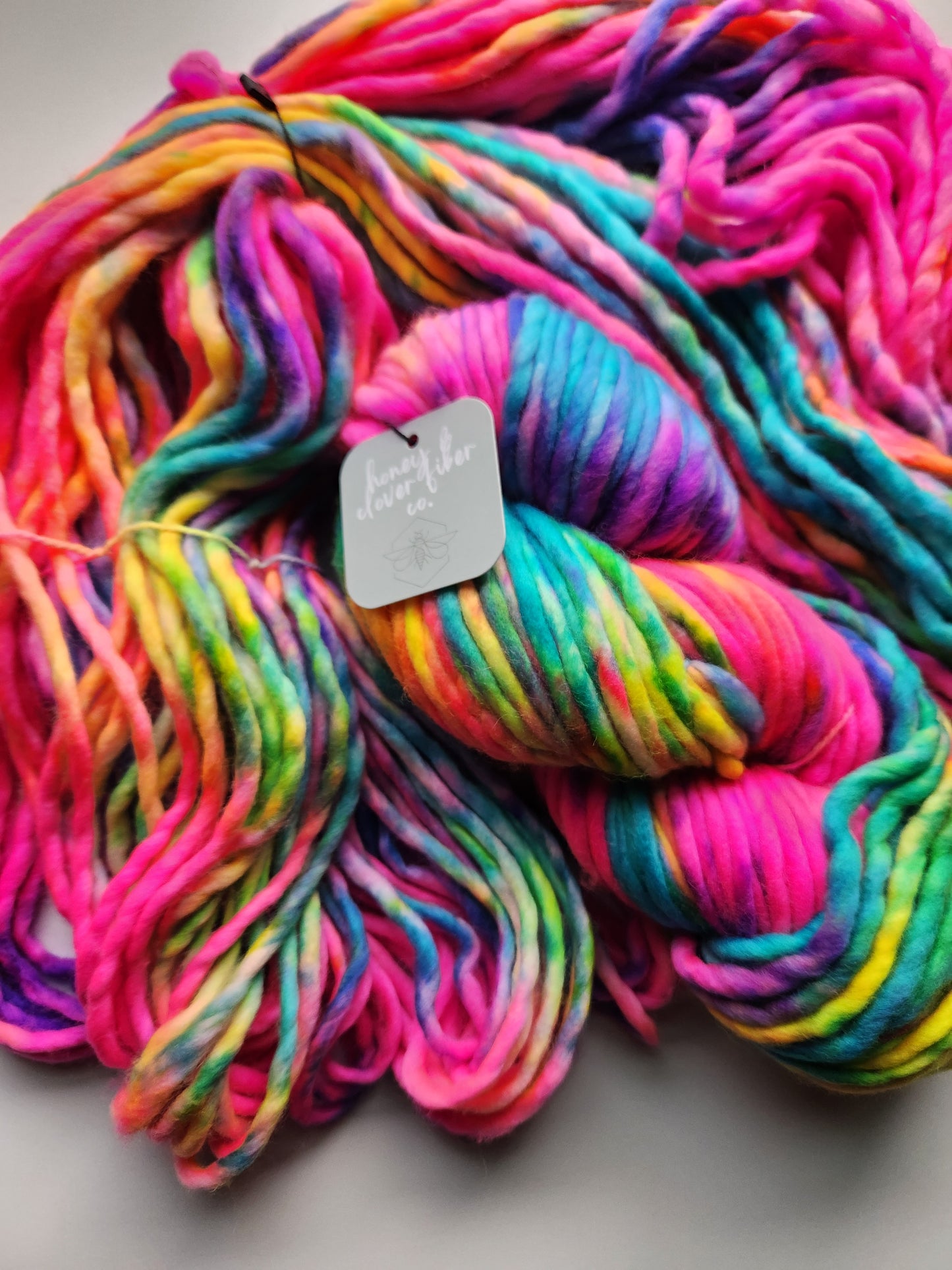 Honey and Clover | Super Bulky | Rainbow Brite | North Road Knits | Hand Dyed | Merino Wool | Super Bulky Yarn | 100% Superwash Merino Wool