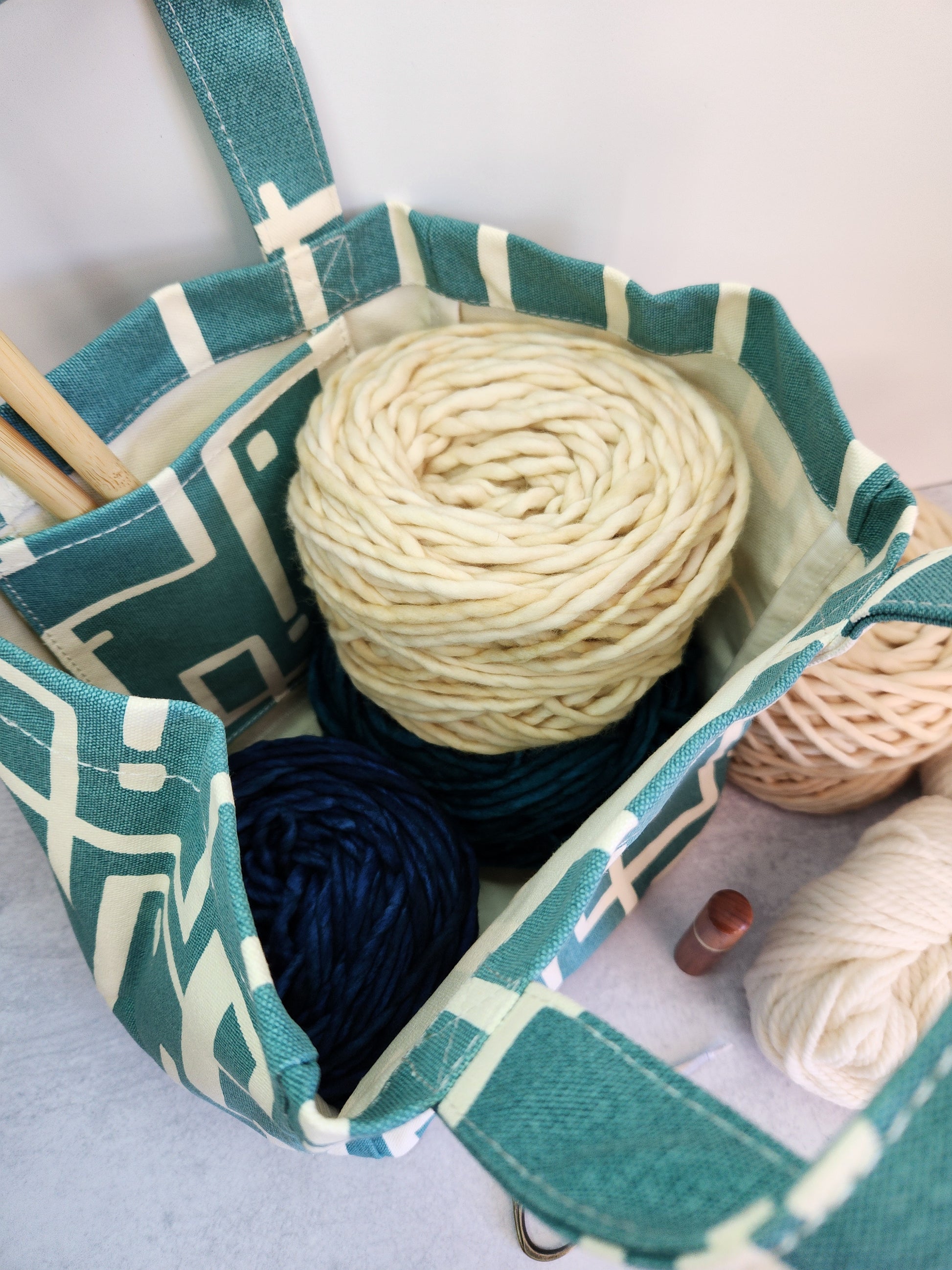 North Road Knits MAIKA Lunch Tote Knitting Project Bag Malibu