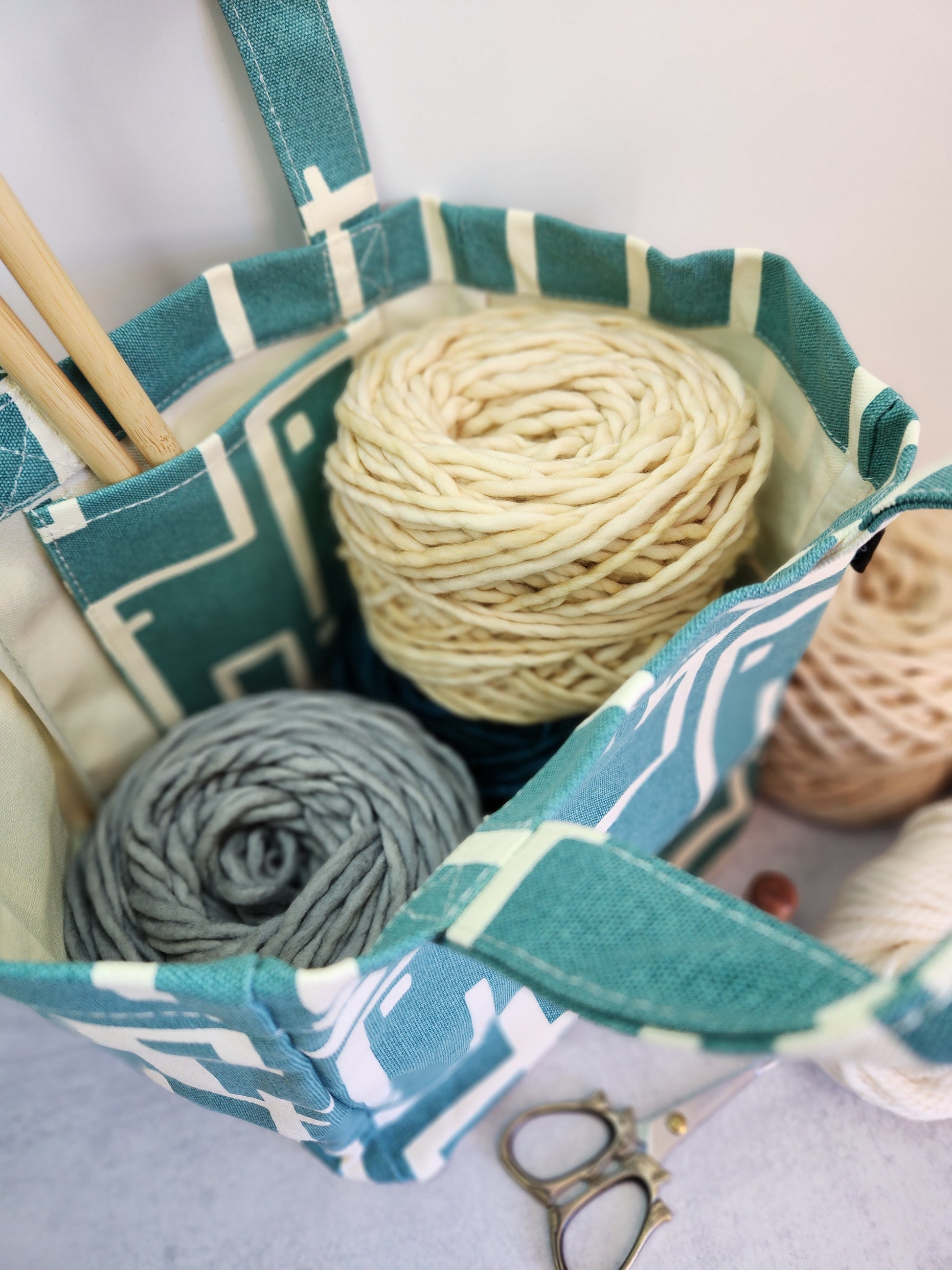 North Road Knits MAIKA Lunch Tote Knitting Project Bag Malibu