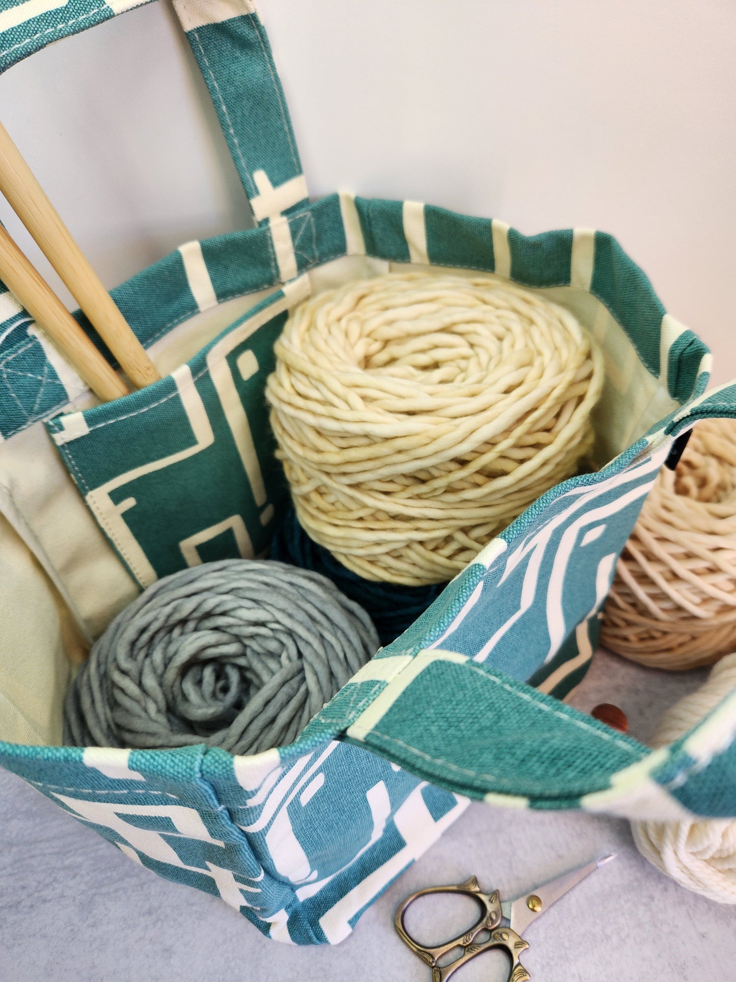 North Road Knits MAIKA Lunch Tote Knitting Project Bag Malibu