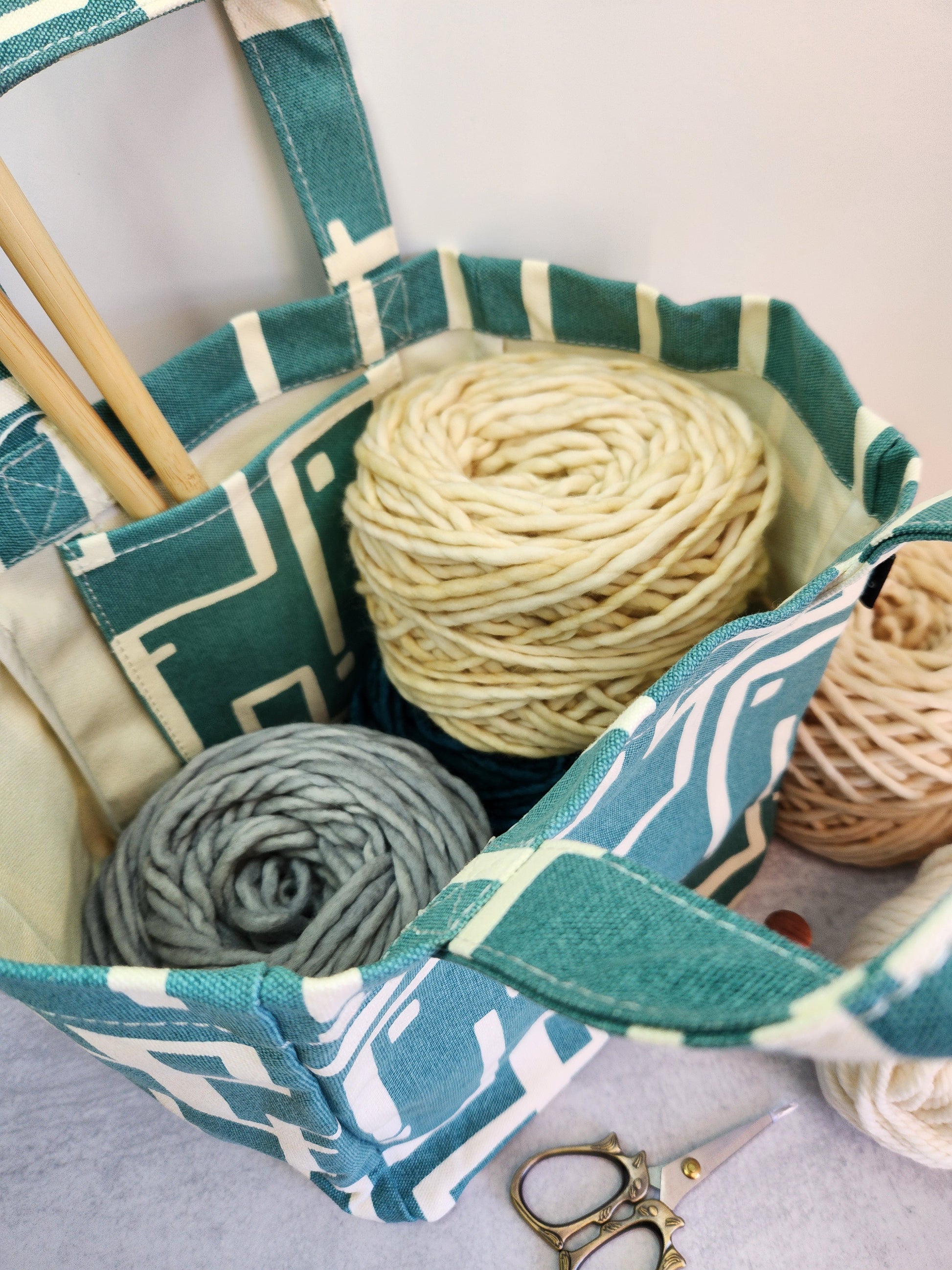 North Road Knits MAIKA Lunch Tote Knitting Project Bag Malibu