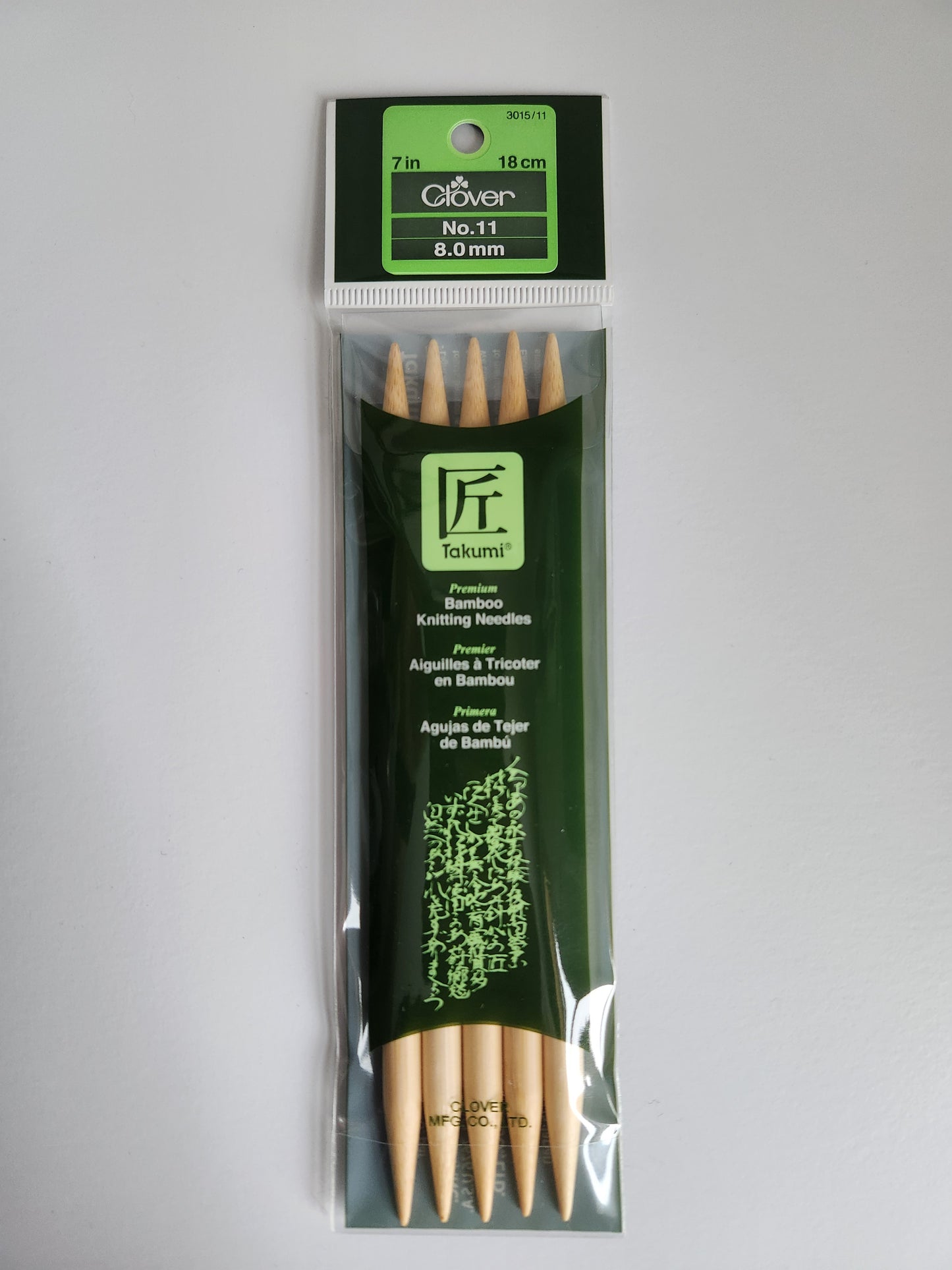 Clover Takumi Bamboo 7" Double Pointed Needles