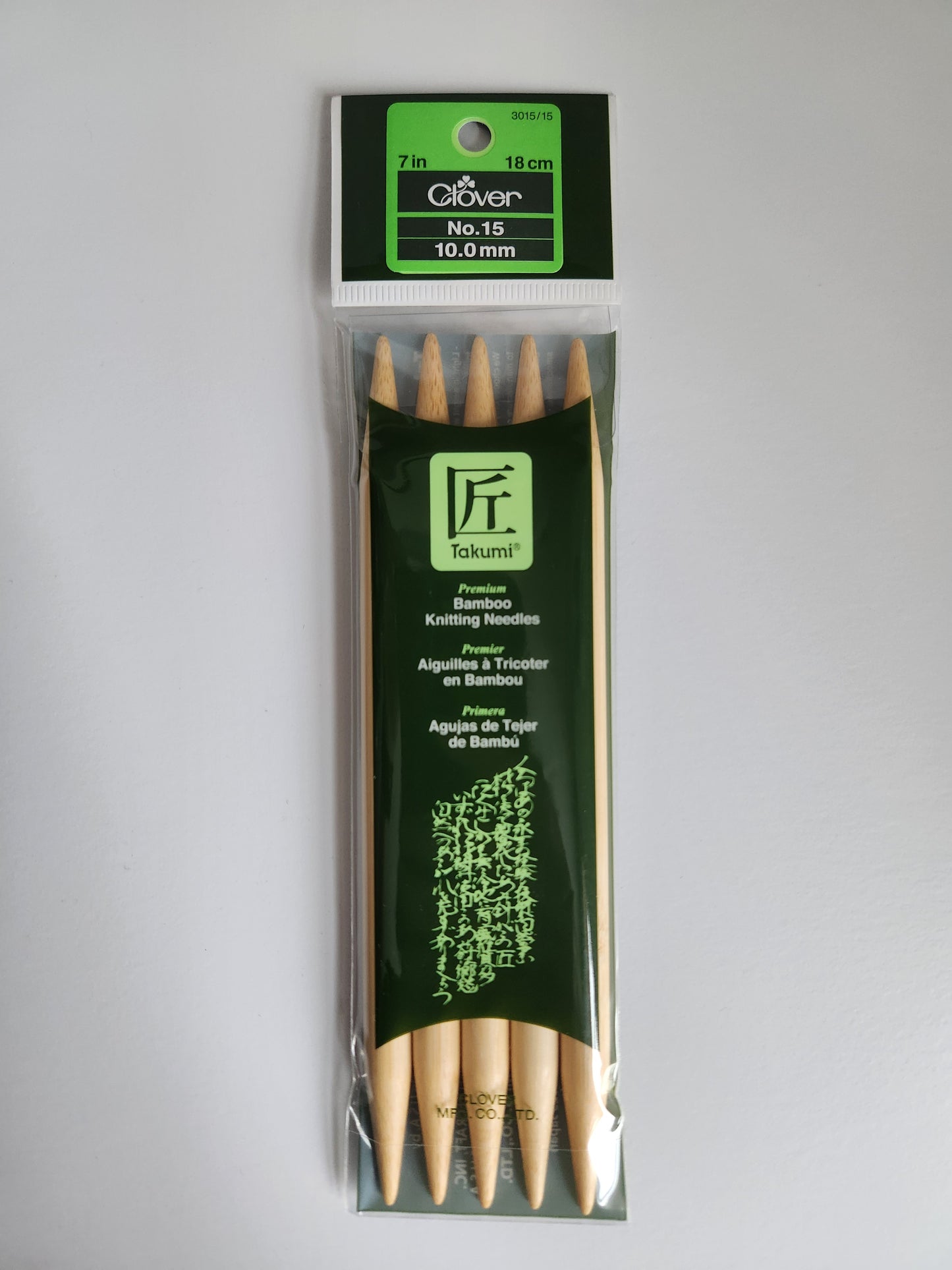 Clover Takumi Bamboo 7" Double Pointed Needles