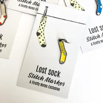 Lost Sock Stitch Marker, Round, Yellow (Single Stitch Marker)
