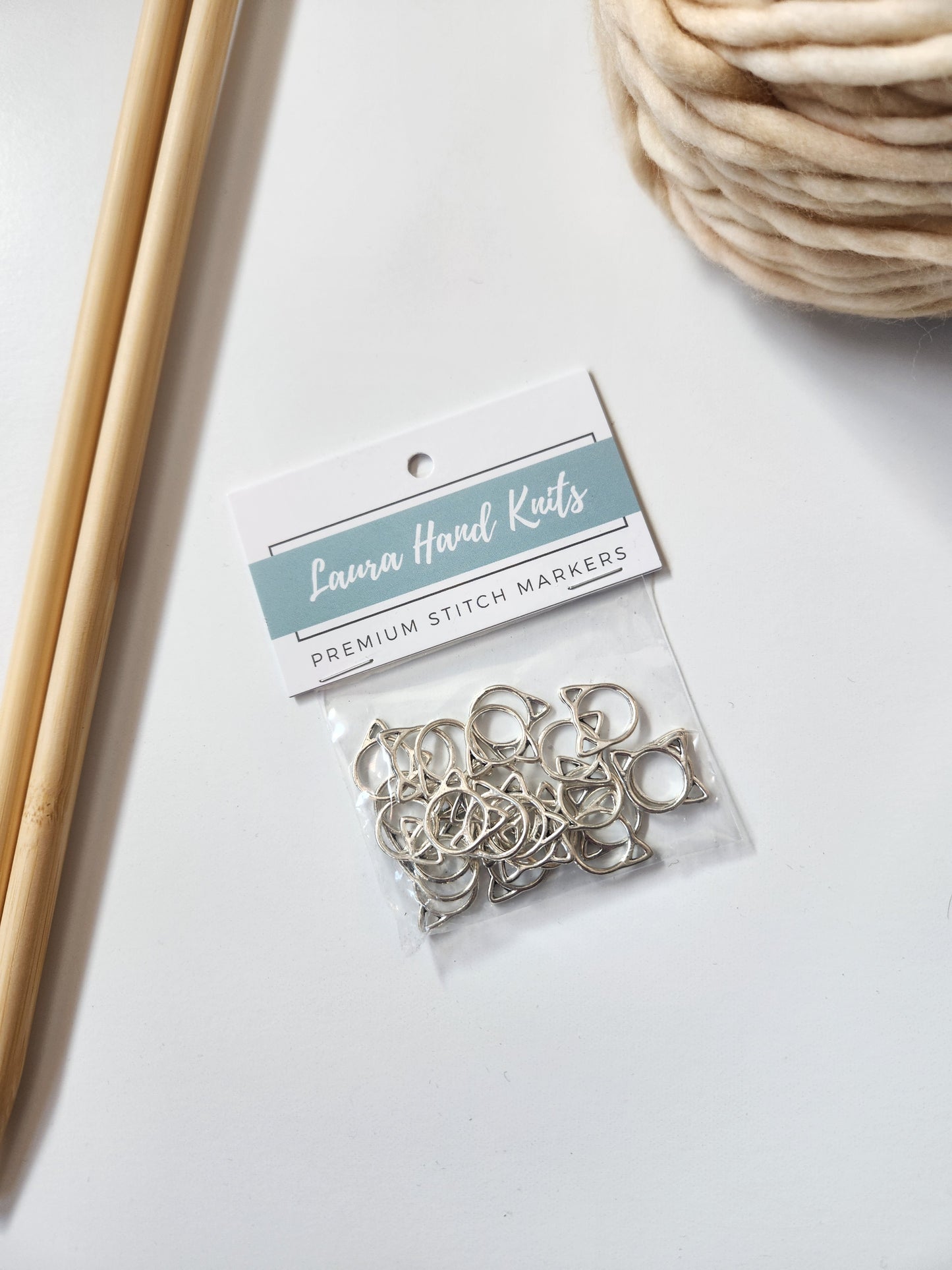 Medium Cat Stitch Markers, Antique Silver (Set of 25)