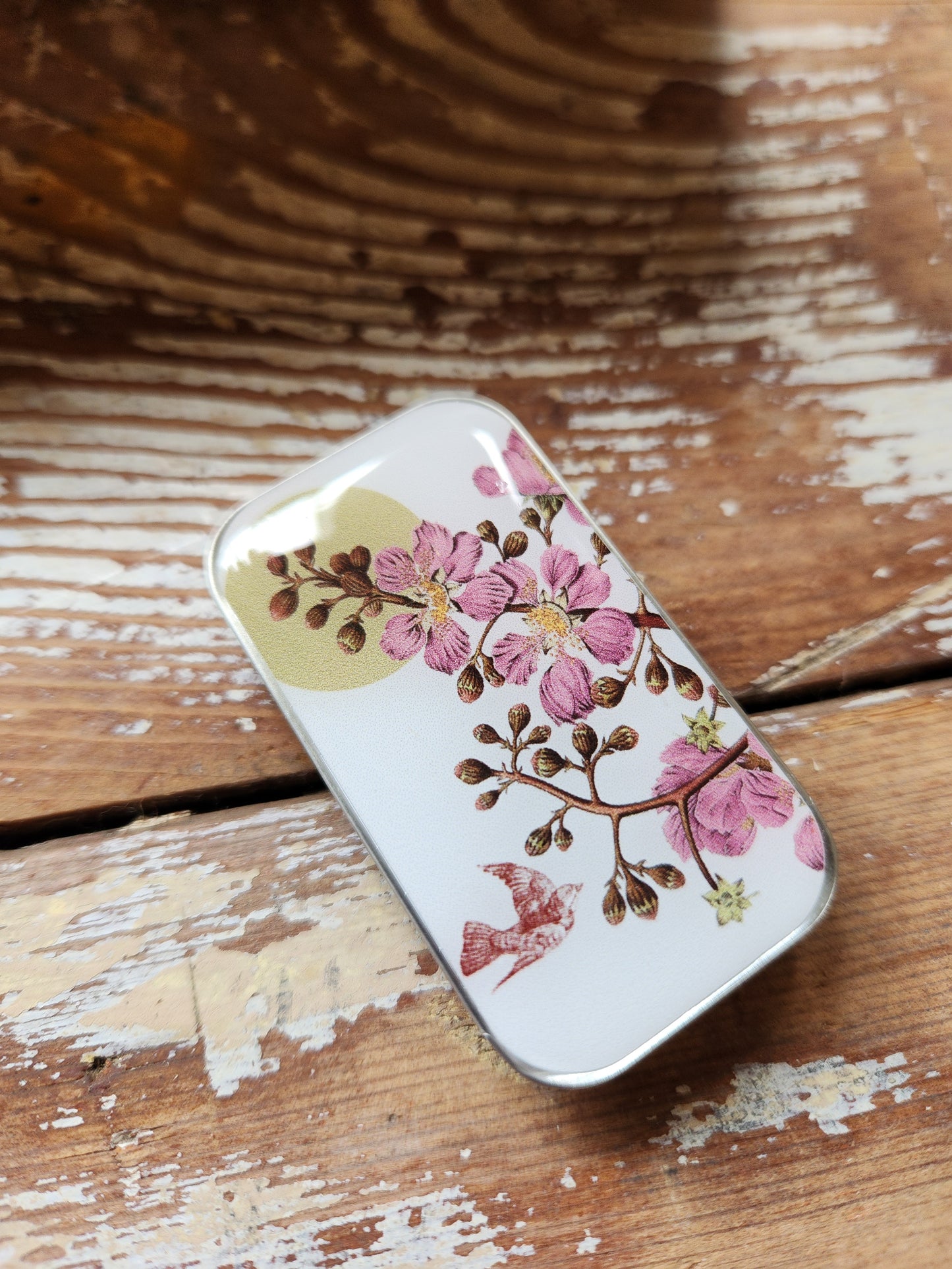 Small Cherry Blossom & Swallow Notions Tin