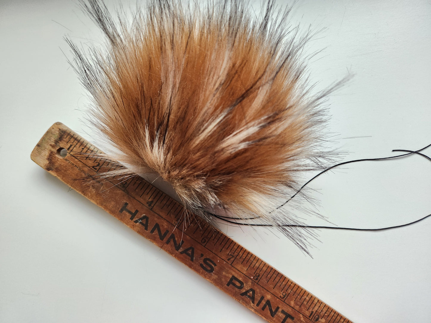 Set of 3 Handmade Faux Fur Pom Poms; Black, Caramel, Dark Gray Wolf