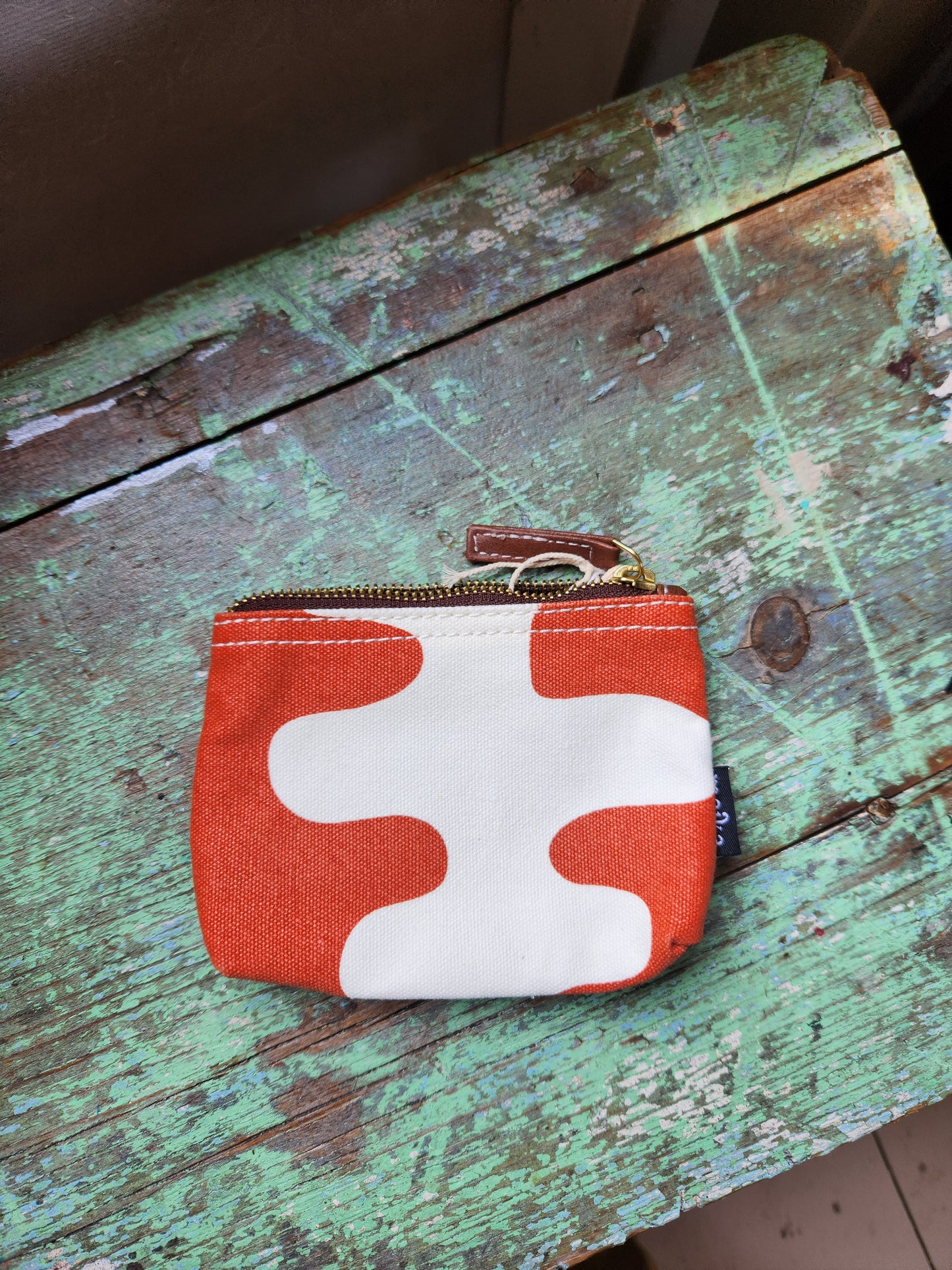 Knitting Project Bag, Small Zipper Pouch, Echo Tangerine